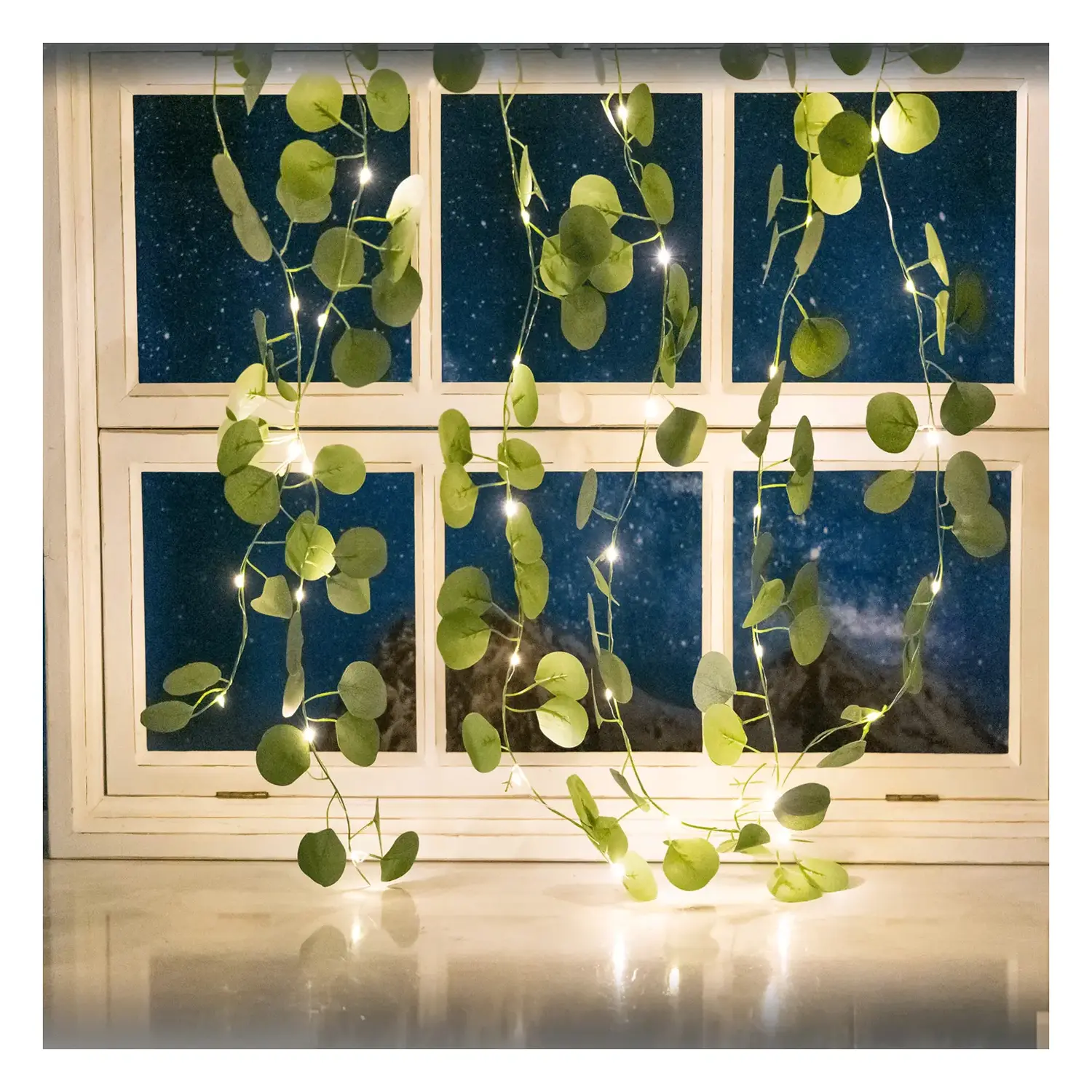 immagine del prodotto Piante artificiali luminose solari, eucalipto a cascata 3m+1m*1m 70LED