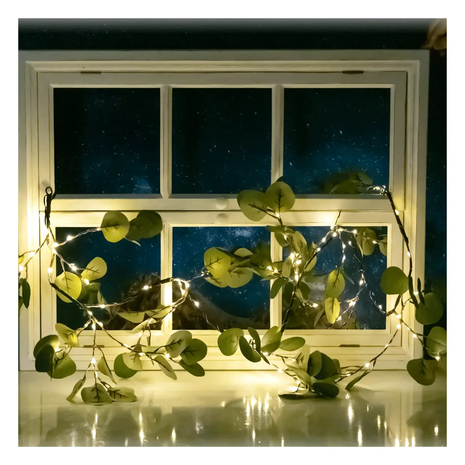 immagine del prodotto Piante artificiali luminose solari, eucalipto a rami sparsi 2m+2m 110LED