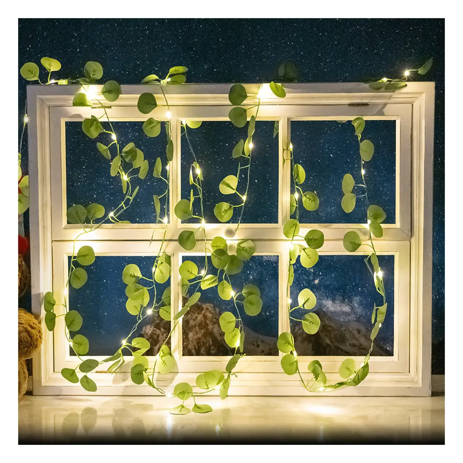 immagine del prodotto Piante artificiali luminose solari, eucalipto lineare 2m+10m 100LED