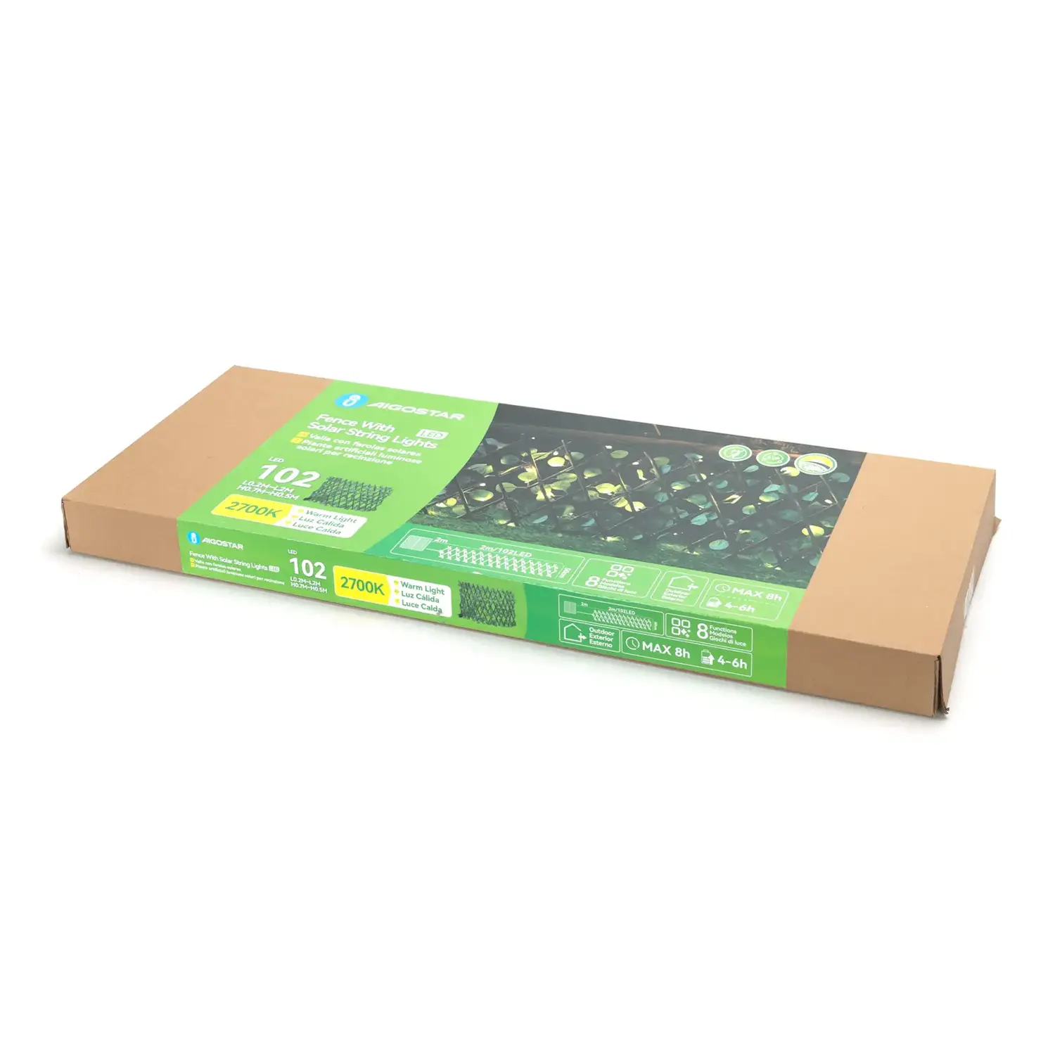 immagine Piante artificiali luminose solari, eucalipto per recinzioni 2m+H0.7m 102LED