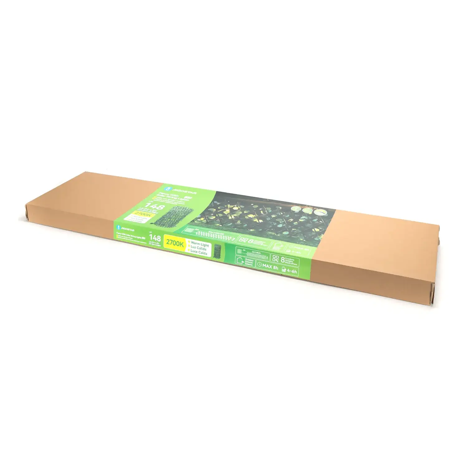 immagine Piante artificiali luminose solari, eucalipto per recinzioni 2m+H1.2m 148LED