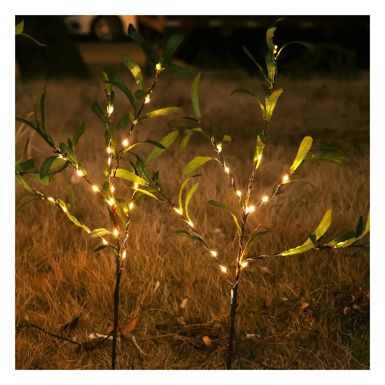 immagine del prodotto Piante artificiali luminose solari, ulivo da inserimento a terreno 2m+1,5m 60LED