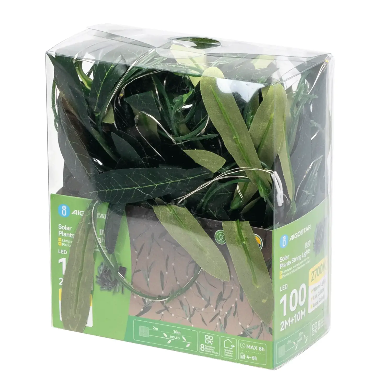 immagine Piante artificiali luminose solari, ulivo lineare 2m+10m 100LED