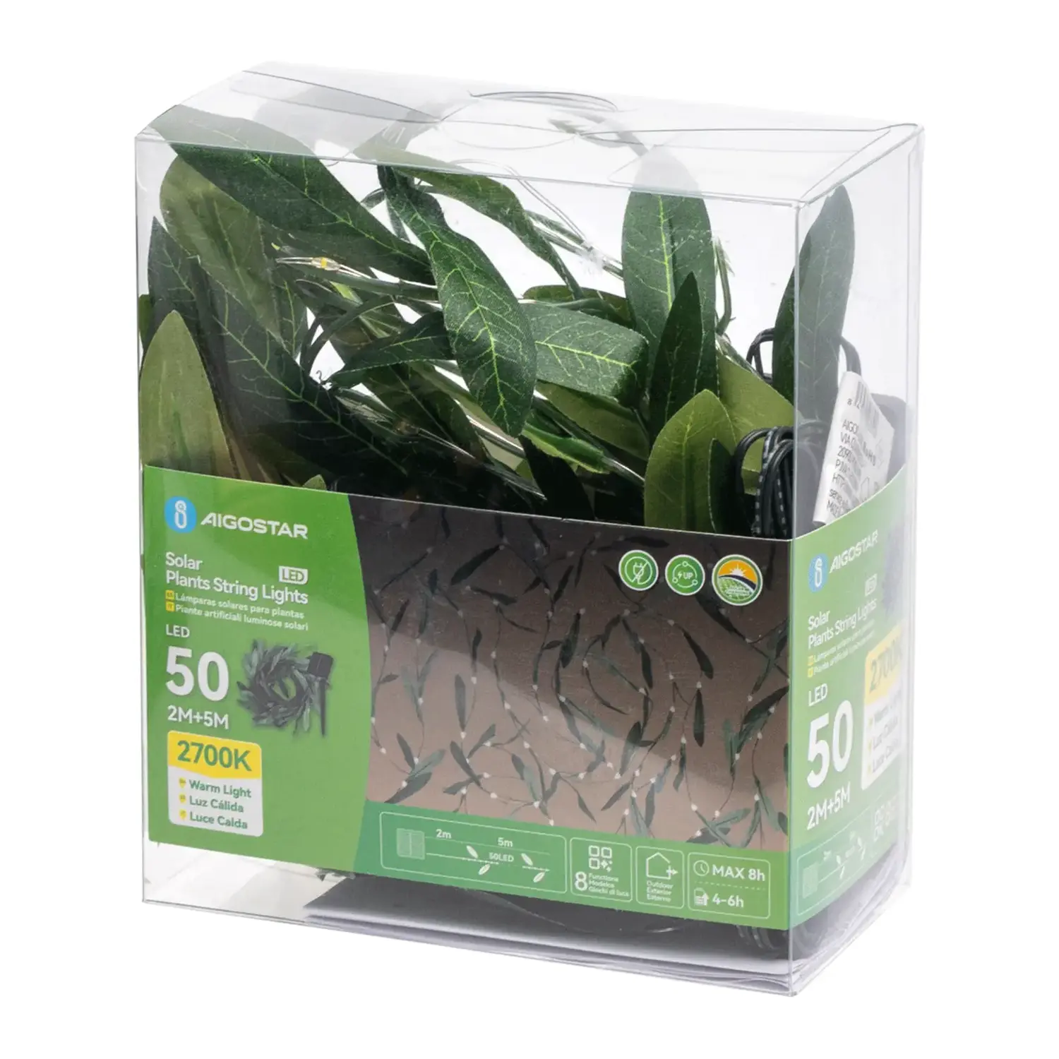 immagine Piante artificiali luminose solari, ulivo lineare 2m+5m 50LED