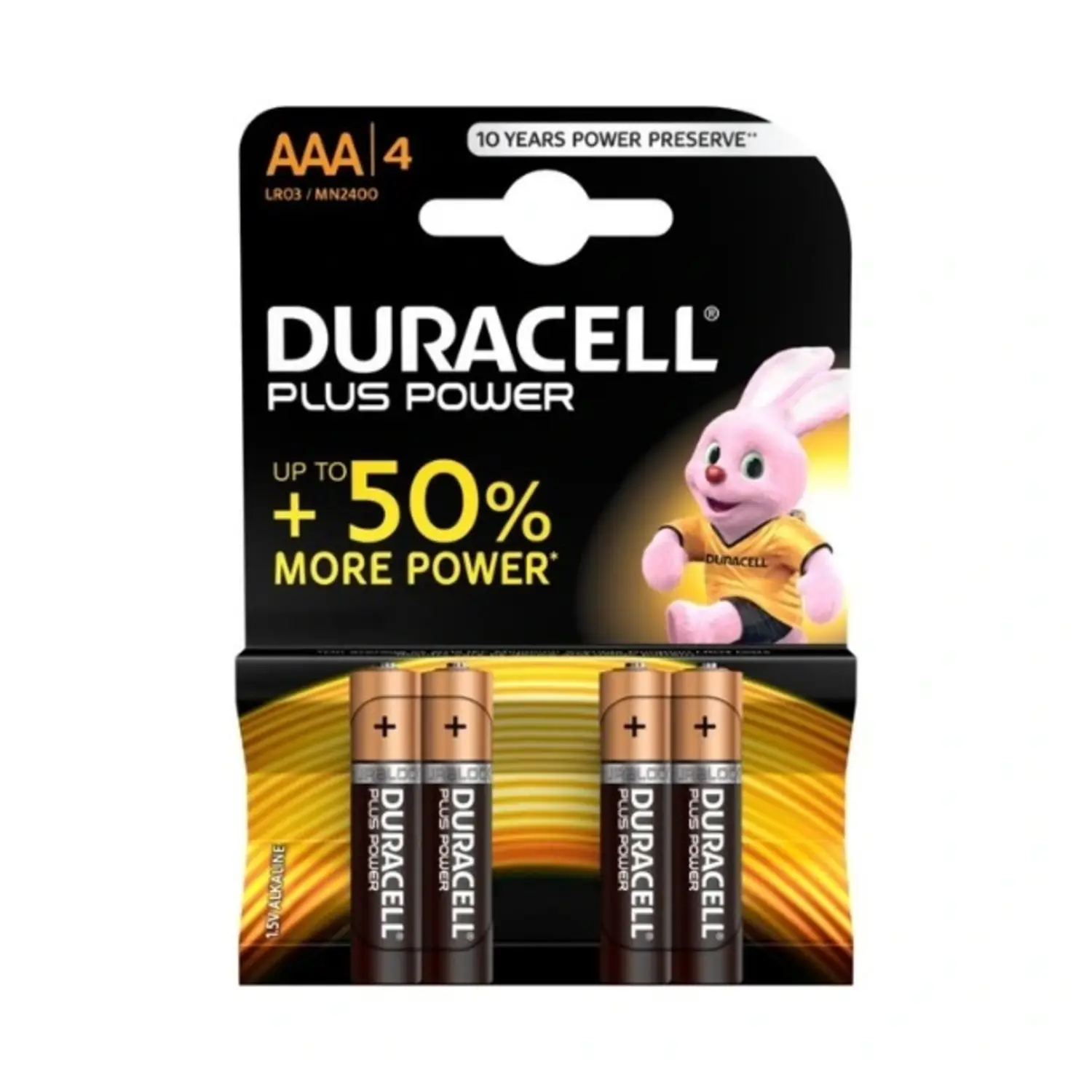 immagine batteria duracell plus alcalina mn2400 maggiore potenza 4 pezzi ministilo aaa