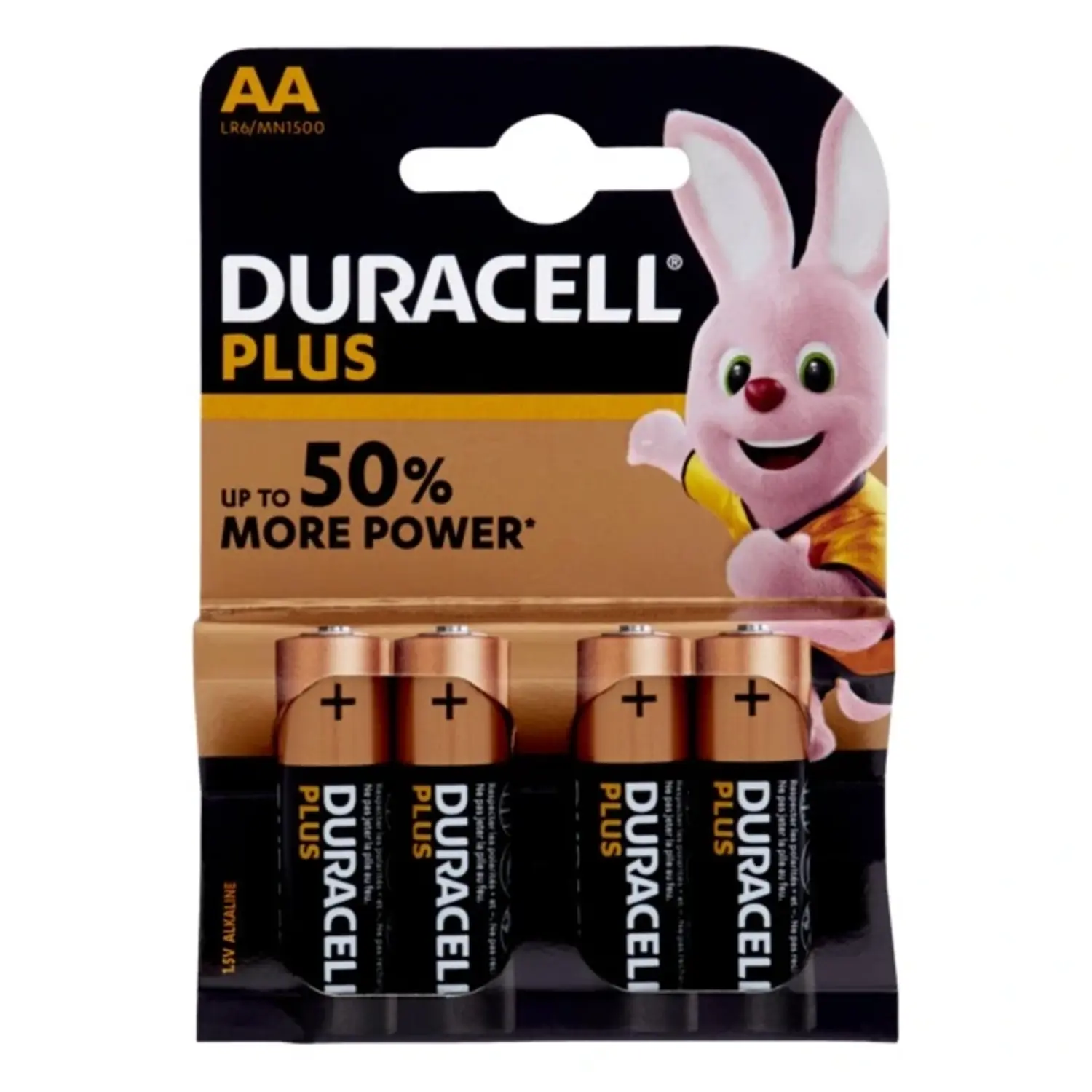 immagine del prodotto batteria duracell plus alcalina mn1500 maggiore potenza 4 pezzi stilo aa