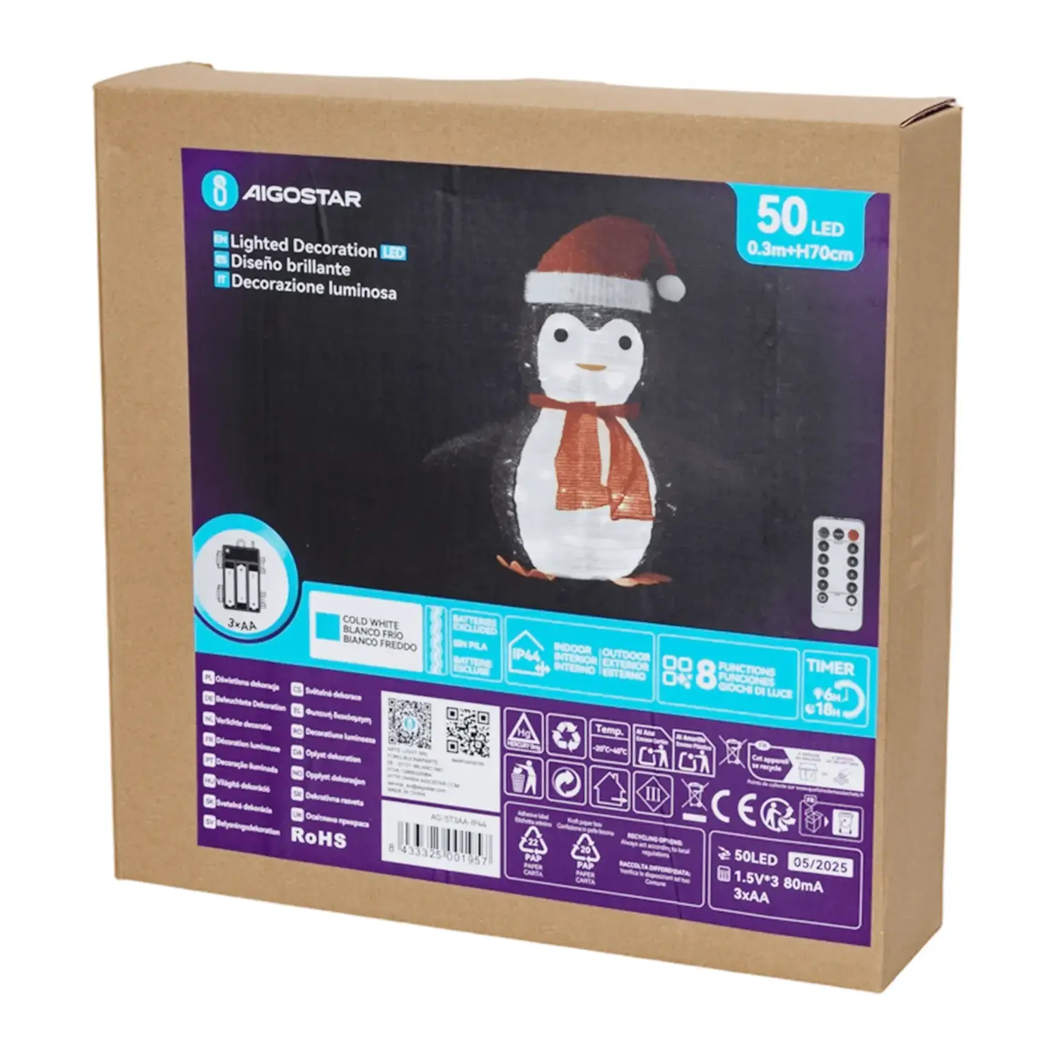 immagine Pinguino luminoso pieghevole, bianco freddo 0.7m IP44, Interno&Esterno