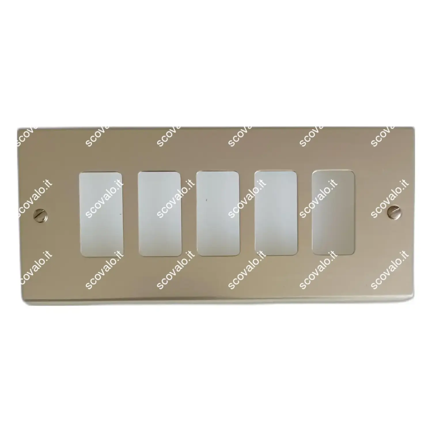 immagine placca alluminio compatibile bticino magic copri interruttore paglierino 5 fori