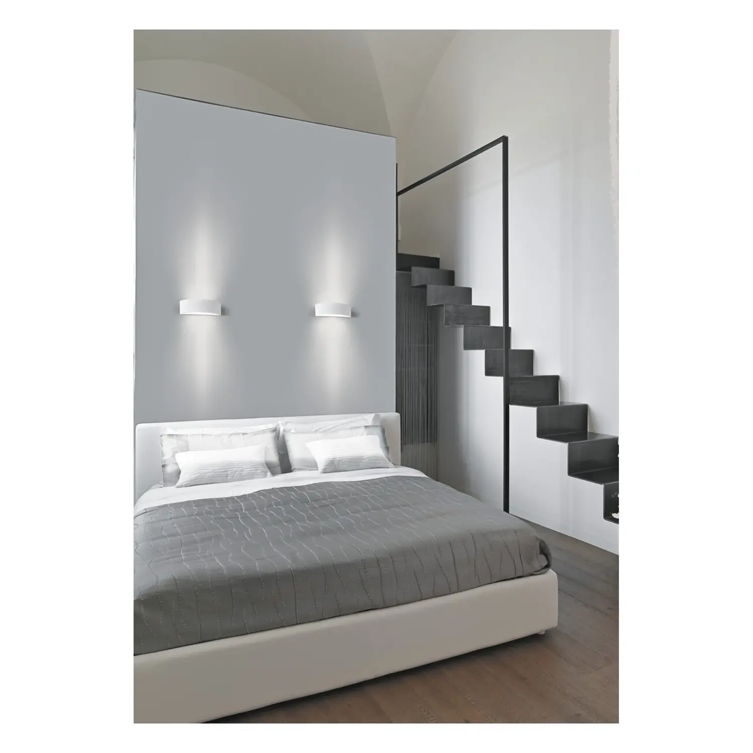 immagine plafoniera lampada parete legno applique e27 rovere bianco mezza luna