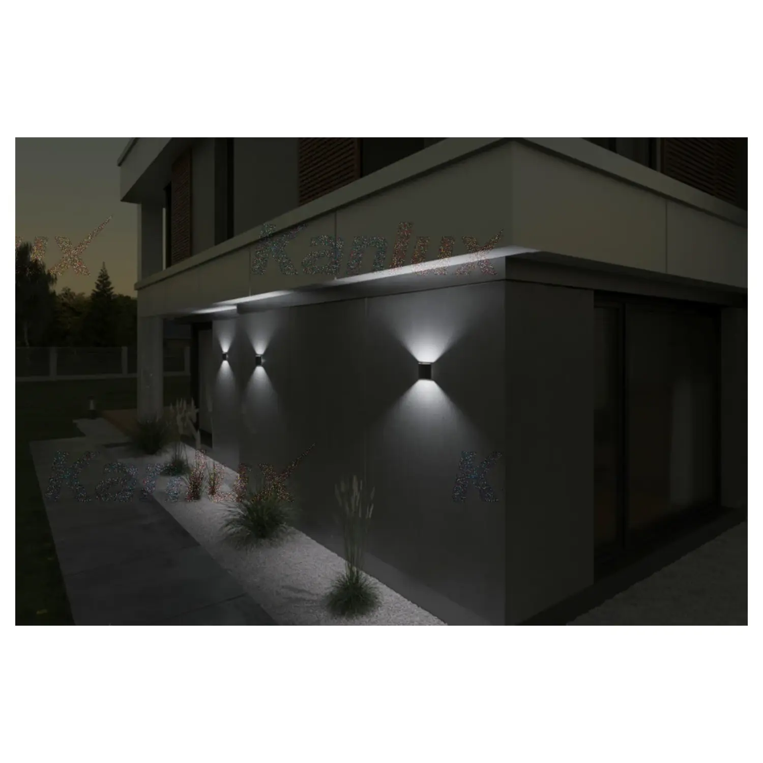 immagine lampada parete led facciata 230v doppia luce 8 watt bianco naturale grafite