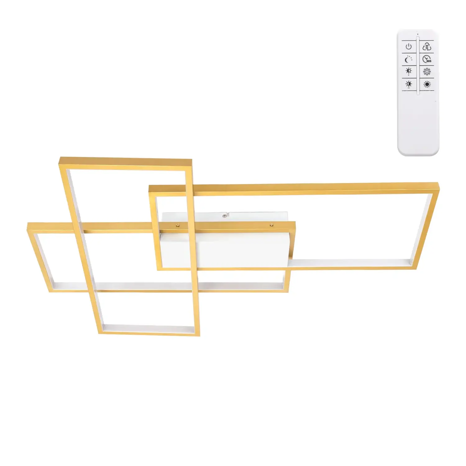 immagine del prodotto Plafoniera LED geometrica 38W CCT quadrata color oro con telecomando