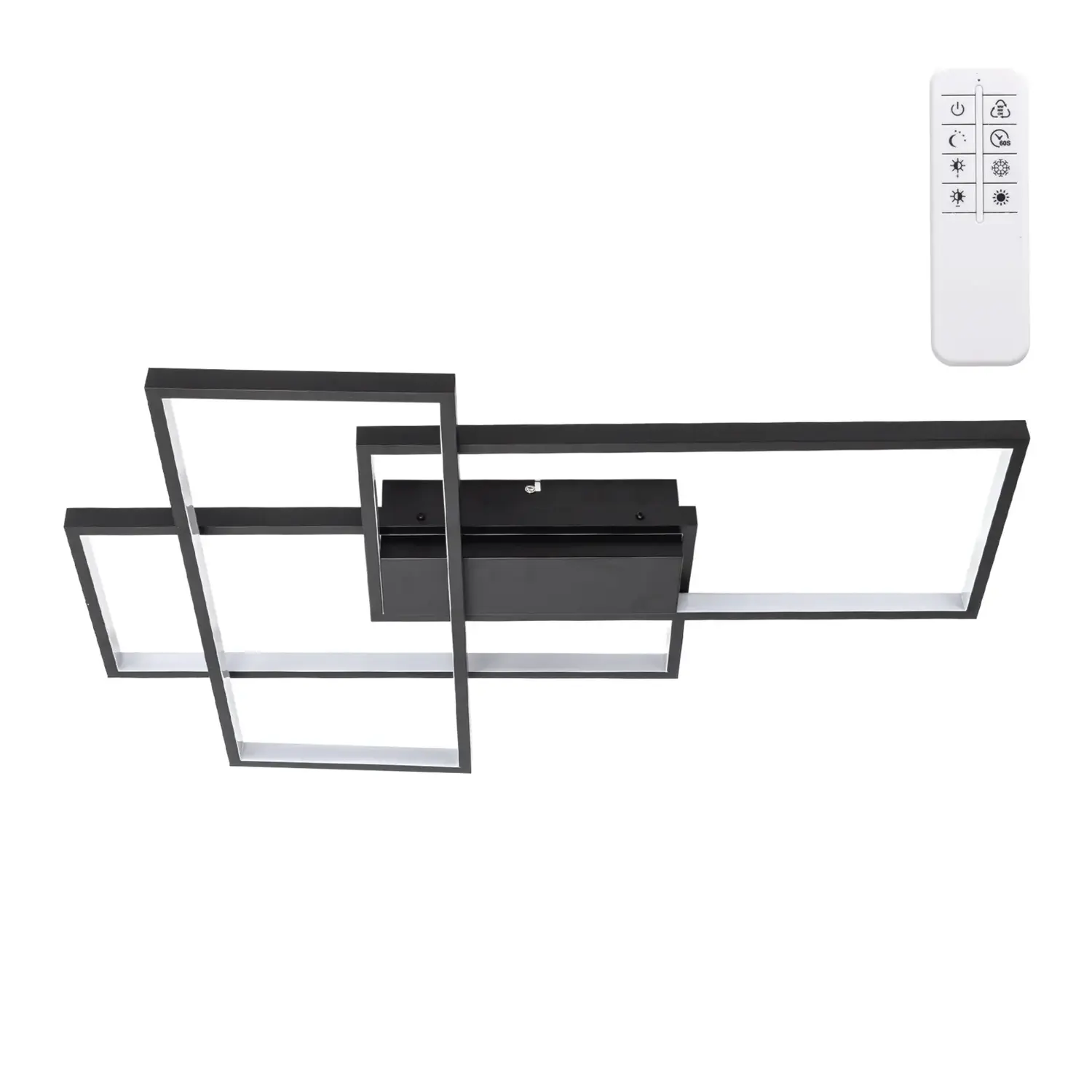 immagine del prodotto Plafoniera LED geometrica 38W CCT quadrata con telecomando nero