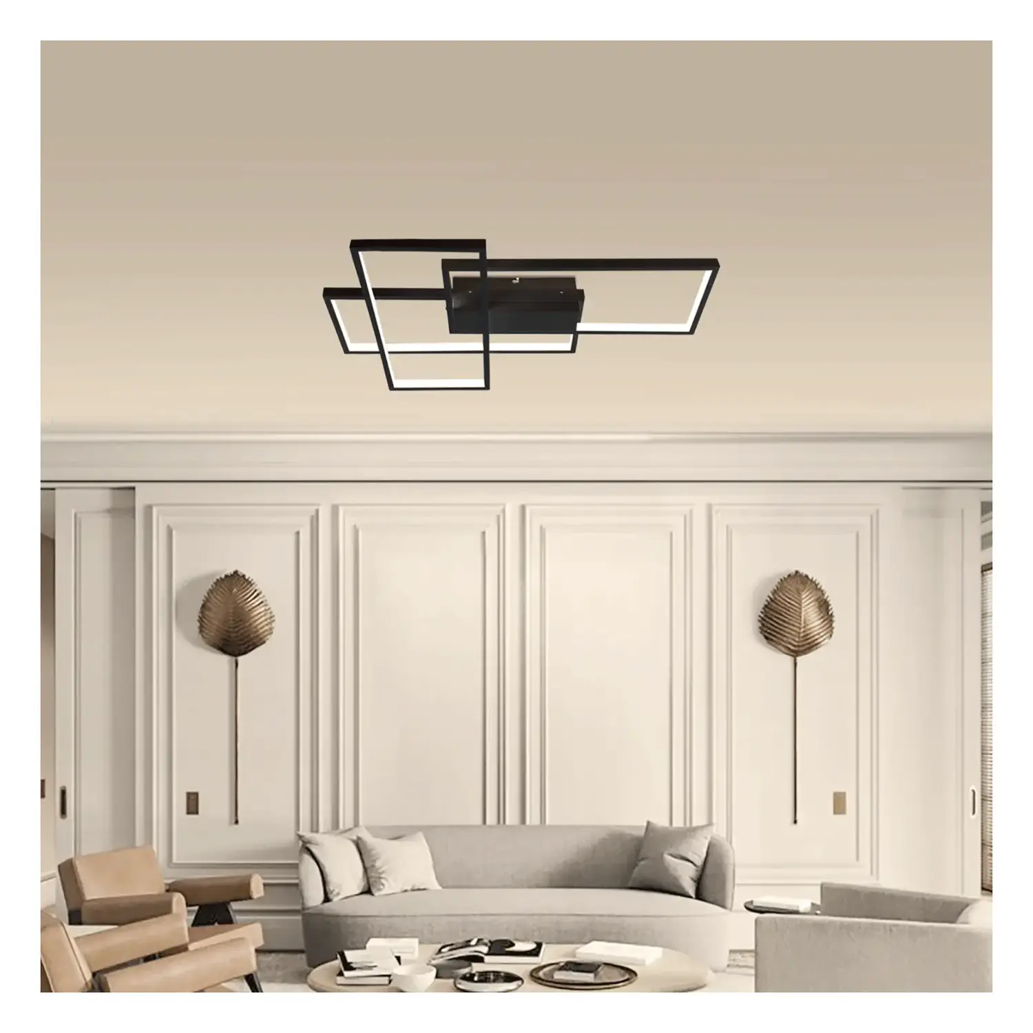 immagine Plafoniera LED geometrica 38W CCT quadrata con telecomando nero