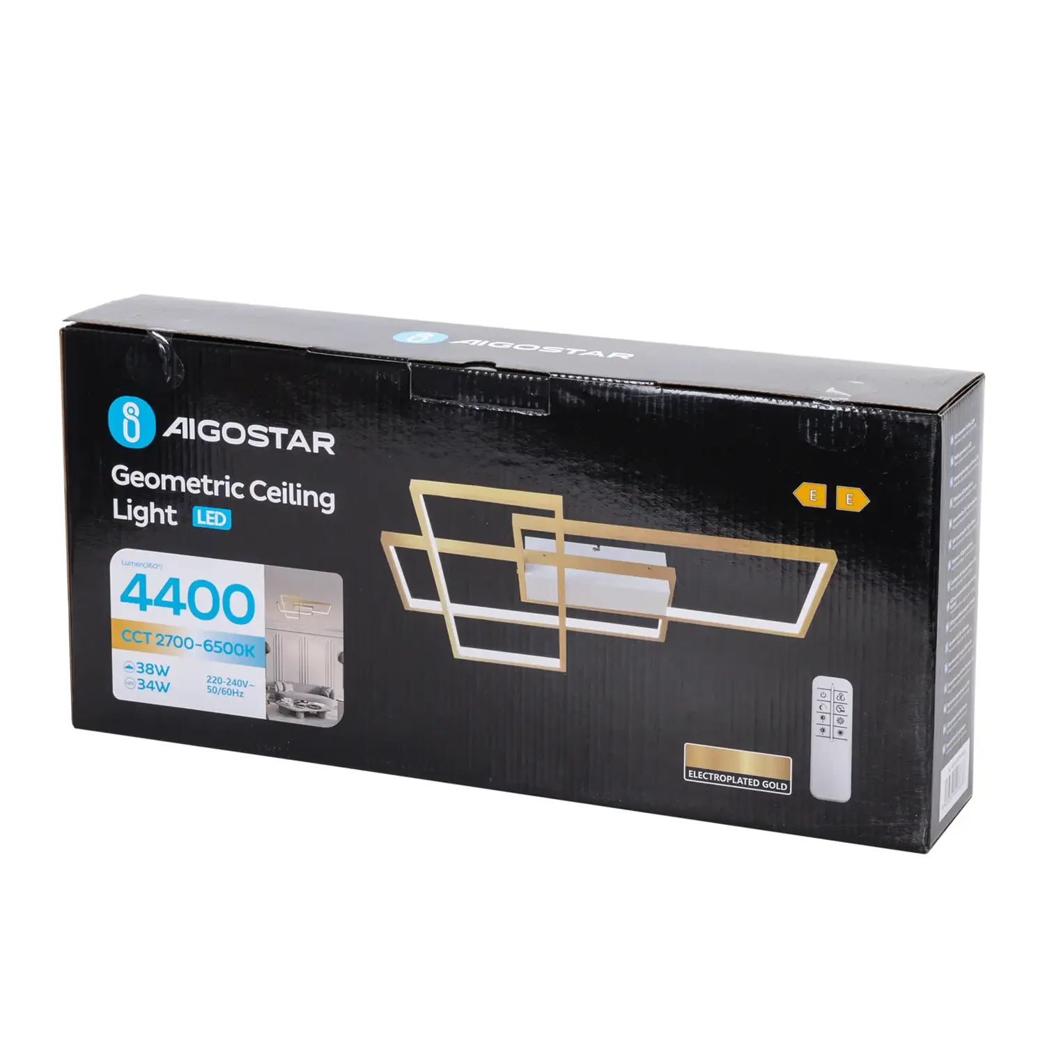 immagine Plafoniera LED geometrica 38W CCT quadrata con telecomando oro rosa