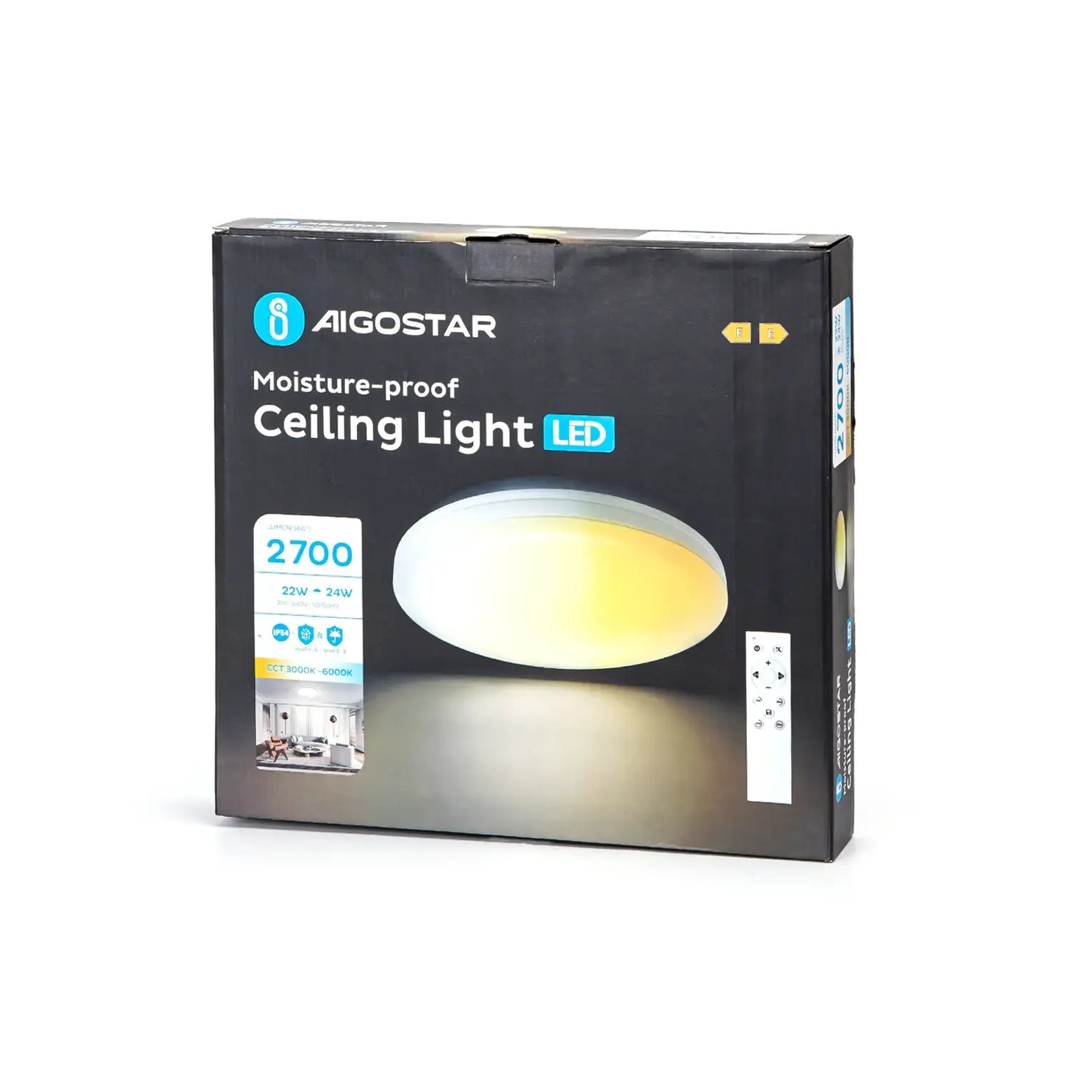 immagine Plafoniera LED stagna 24W CCT con telecomando