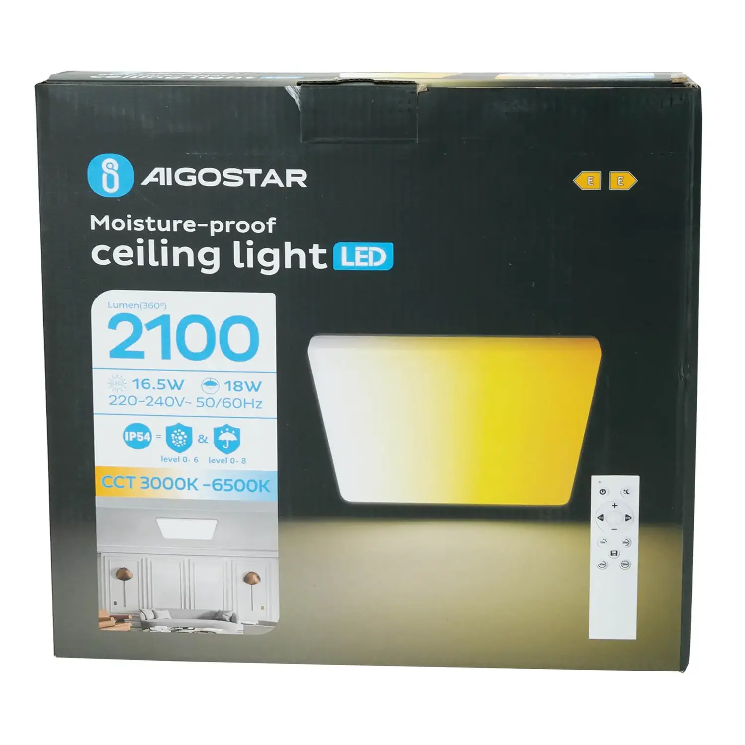 immagine Plafoniera LED stagna CCT 18W con telecomando