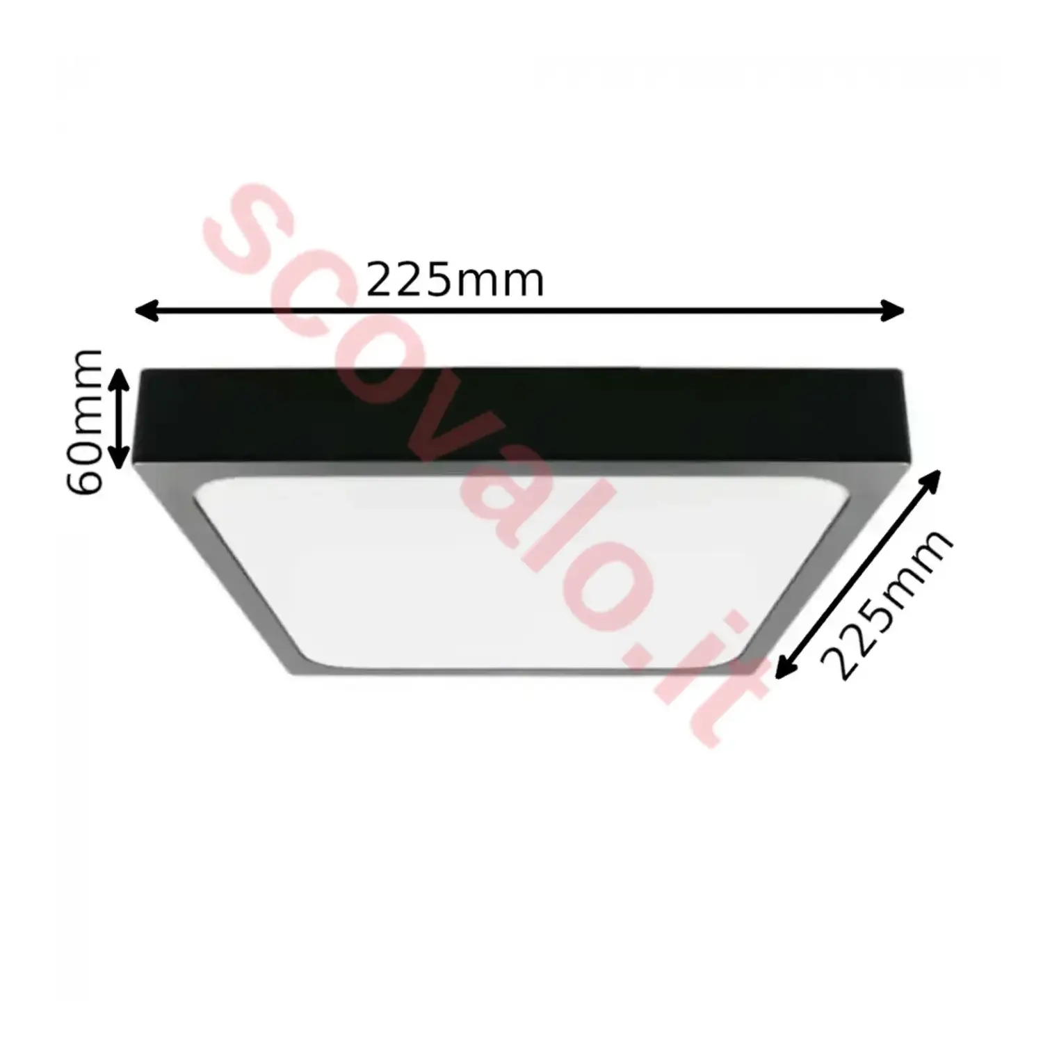 immagine plafoniera pannello led da interno 225x60mm 18 watt bianco freddo nero
