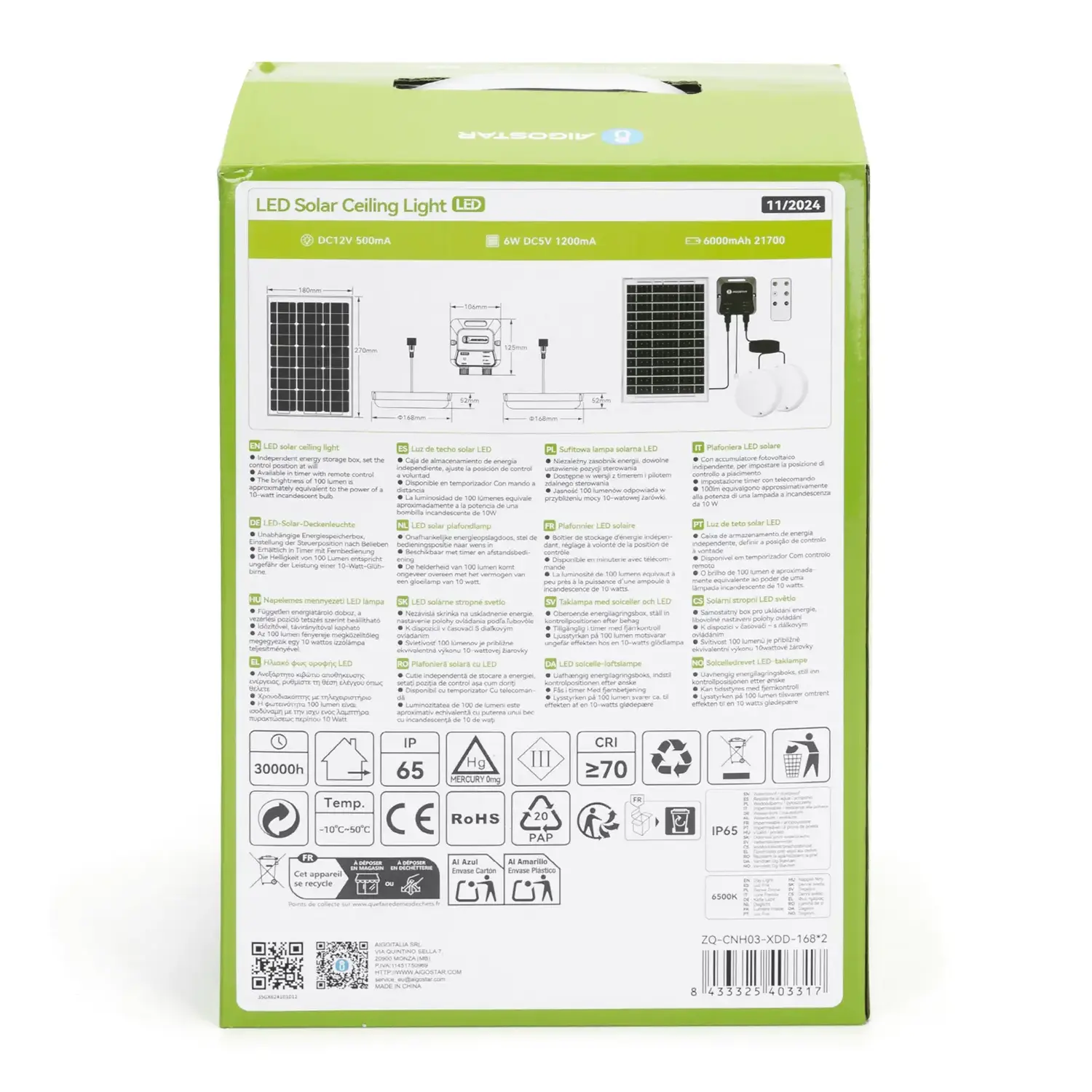 immagine Plafoniera solare con accumulatore fotovoltaico 35W*2 6500K