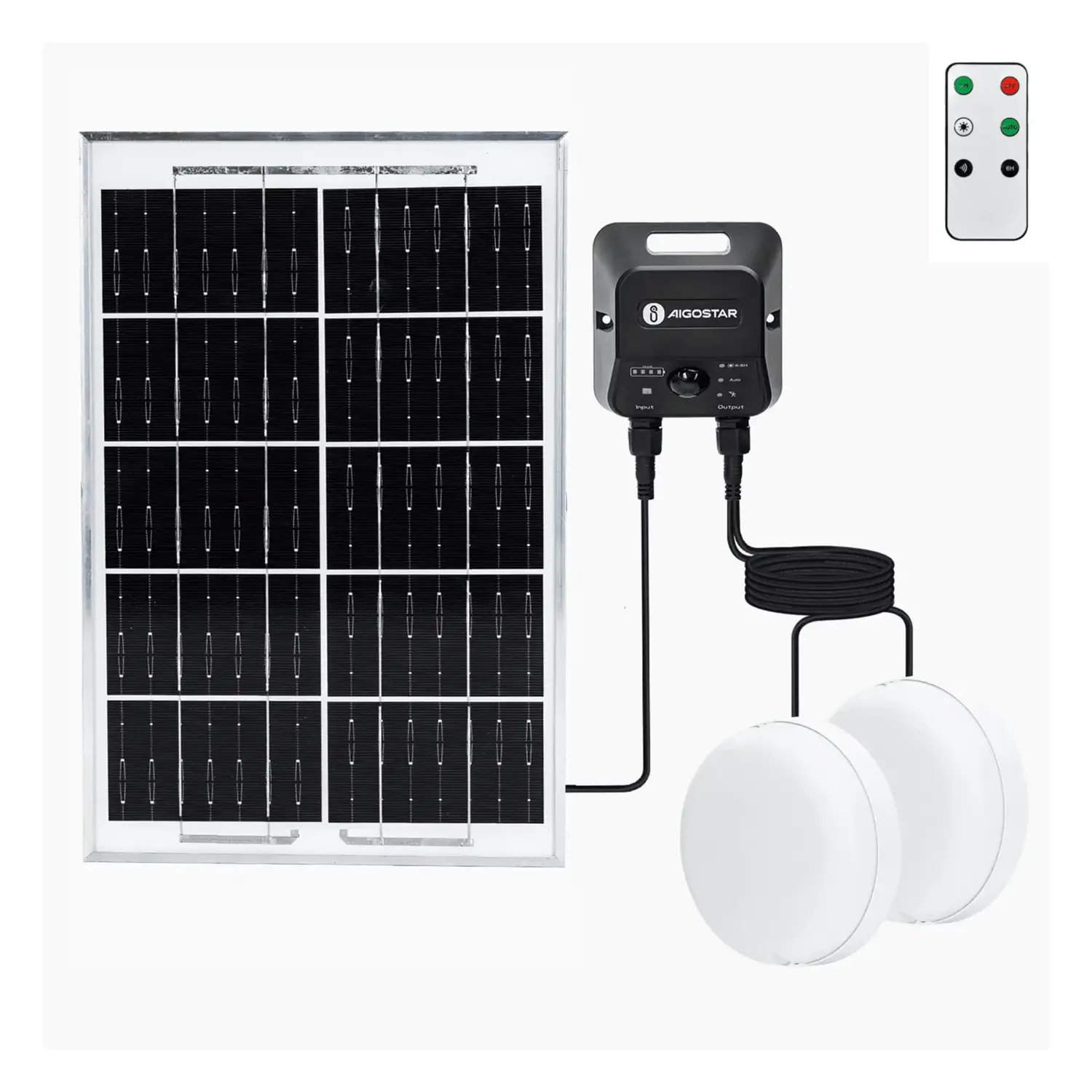 immagine del prodotto Plafoniera solare con accumulatore fotovoltaico 35W*2 6500K con sensore
