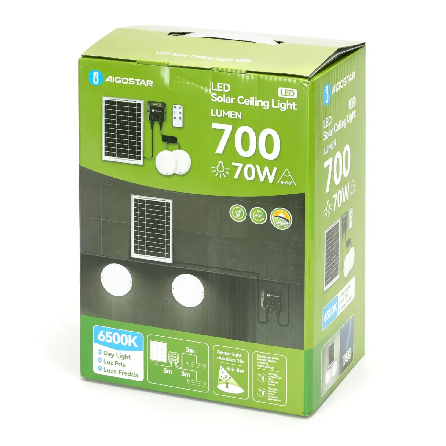 immagine Plafoniera solare con accumulatore fotovoltaico 35W*2 6500K con sensore