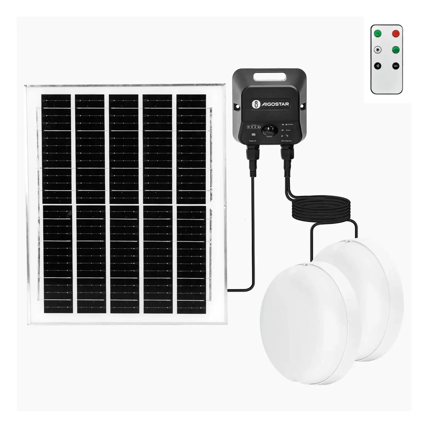 immagine del prodotto Plafoniera solare con accumulatore fotovoltaico 70W*2 6500K con sensore