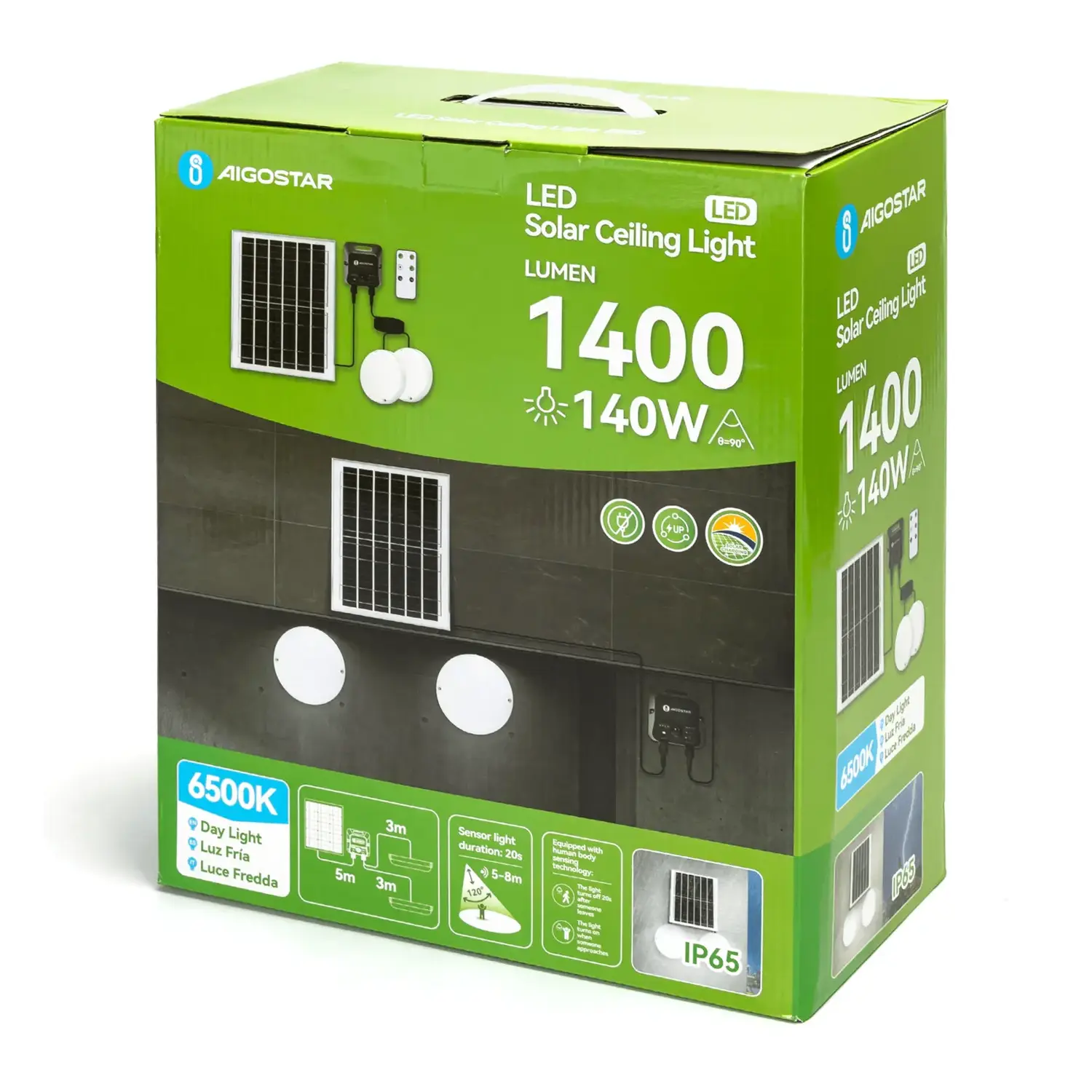 immagine Plafoniera solare con accumulatore fotovoltaico 70W*2 6500K con sensore