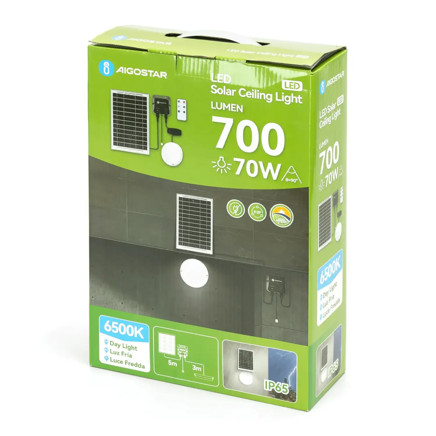 immagine Plafoniera solare con accumulatore fotovoltaico 70W 6500K