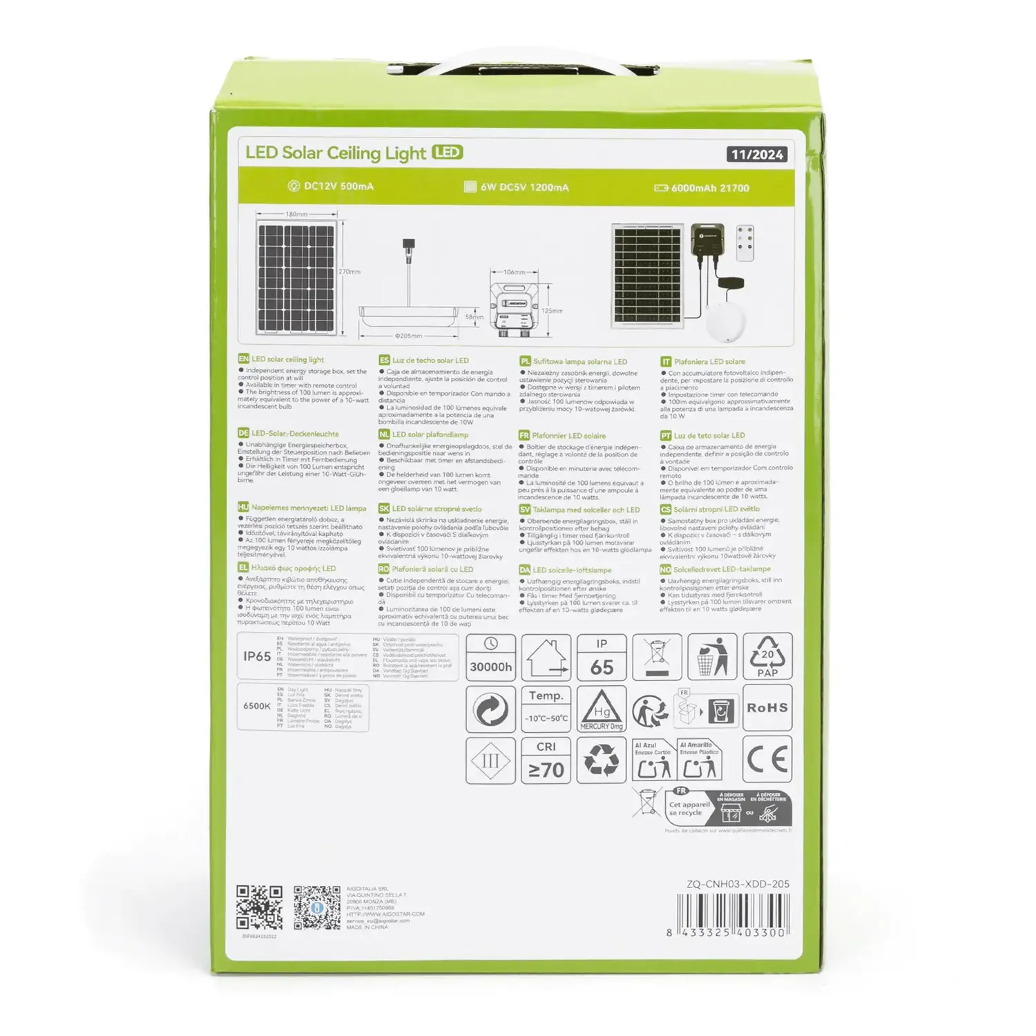 immagine Plafoniera solare con accumulatore fotovoltaico 70W 6500K