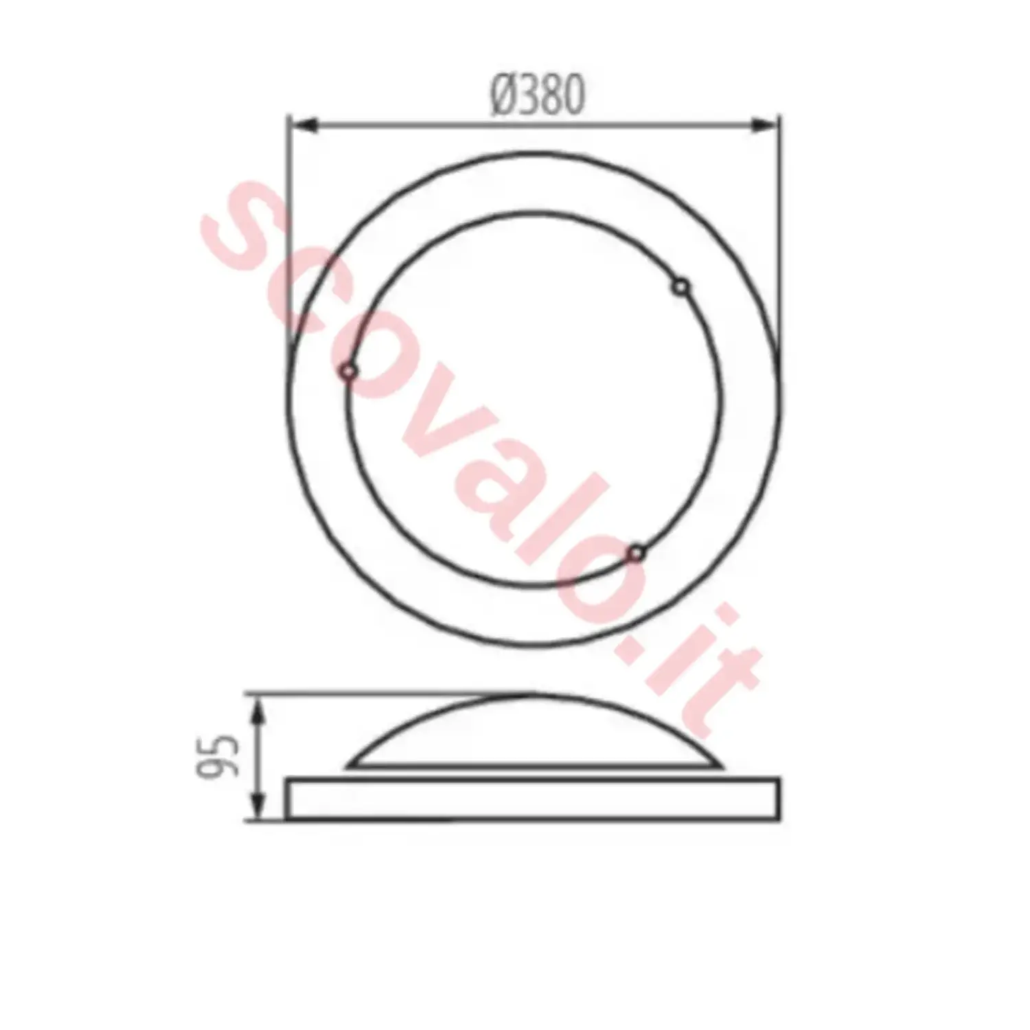 immagine plafoniera tonda in vetro curvato soffitto e27 385 mm bianco