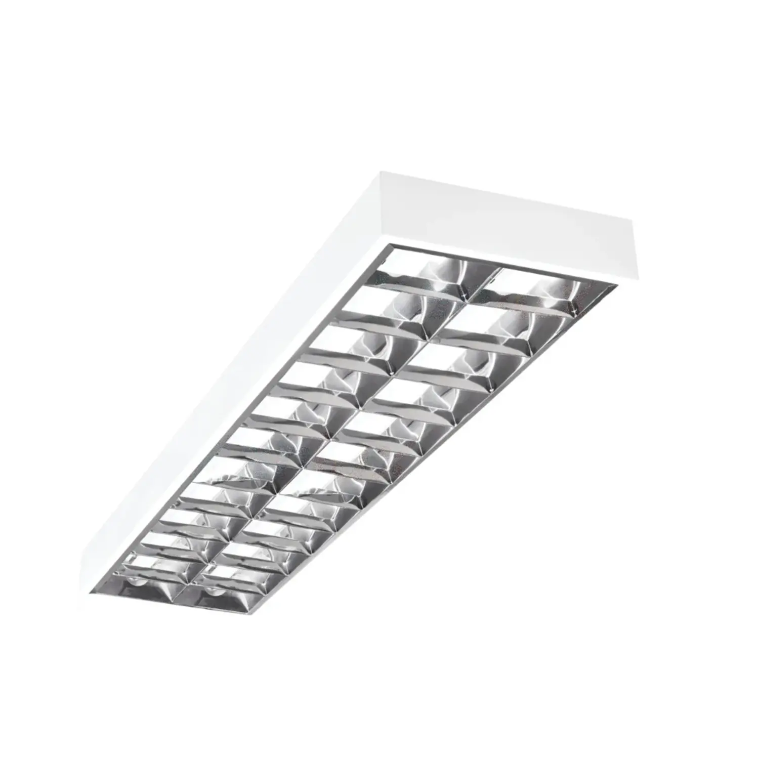 immagine plafoniera ufficio negozio griglia parete 2x36 watt bianco 2 luci 1,2 mt