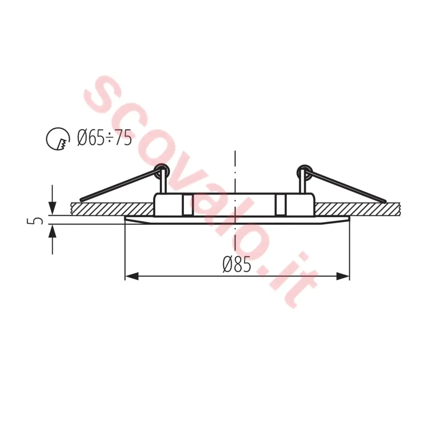 immagine porta faretto da incasso decorativo luto gx5,3 bianco fisso foro 75 mm