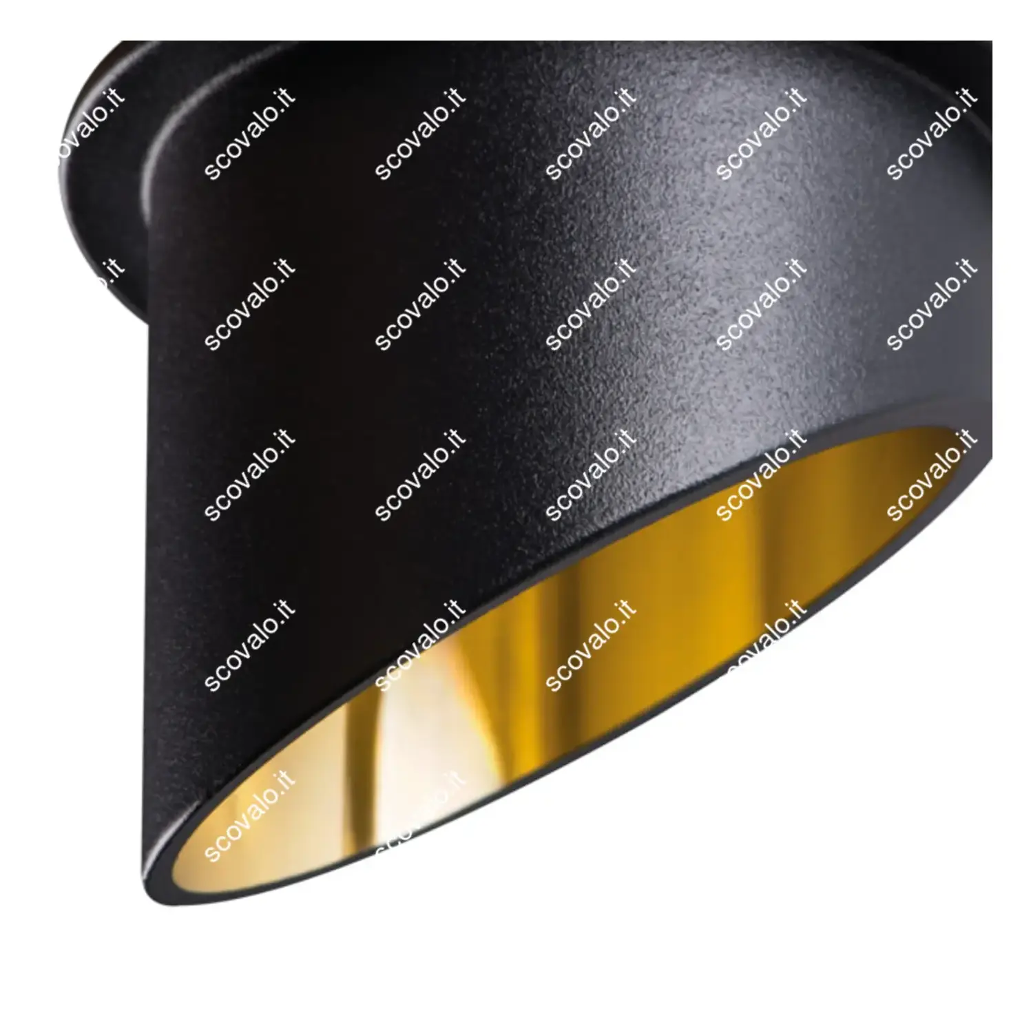 immagine porta faretto incasso decoratico spag doppio colore nero-oro 65 mm tondo