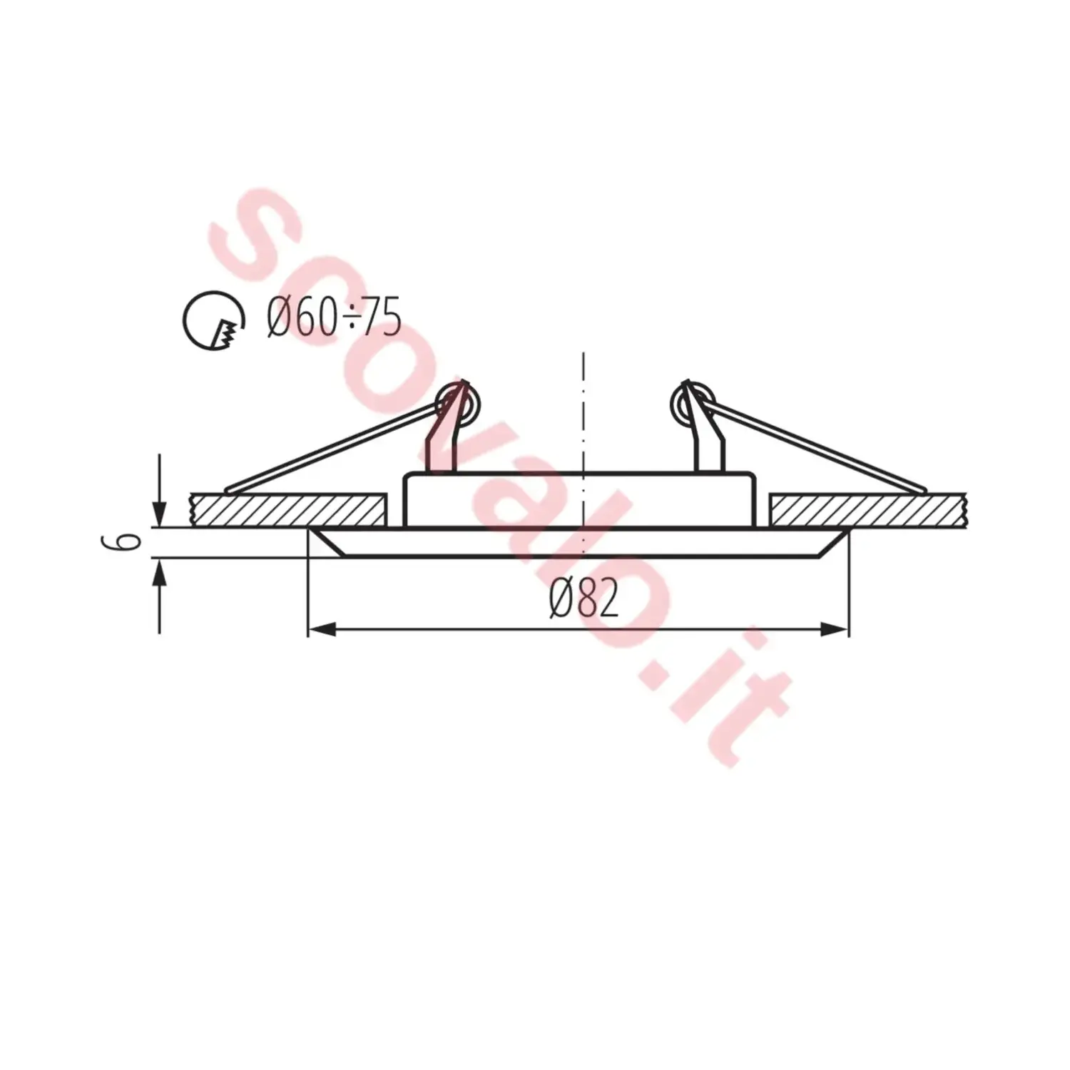 immagine porta faretto incasso doppio colore gx5,3 cromo opaco-nichel fisso foro 70 mm