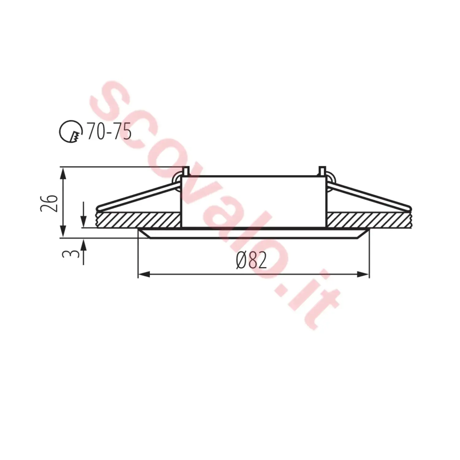 immagine porta faretto incasso evit gx5,3 alluminio orientabile foro 70 mm tondo