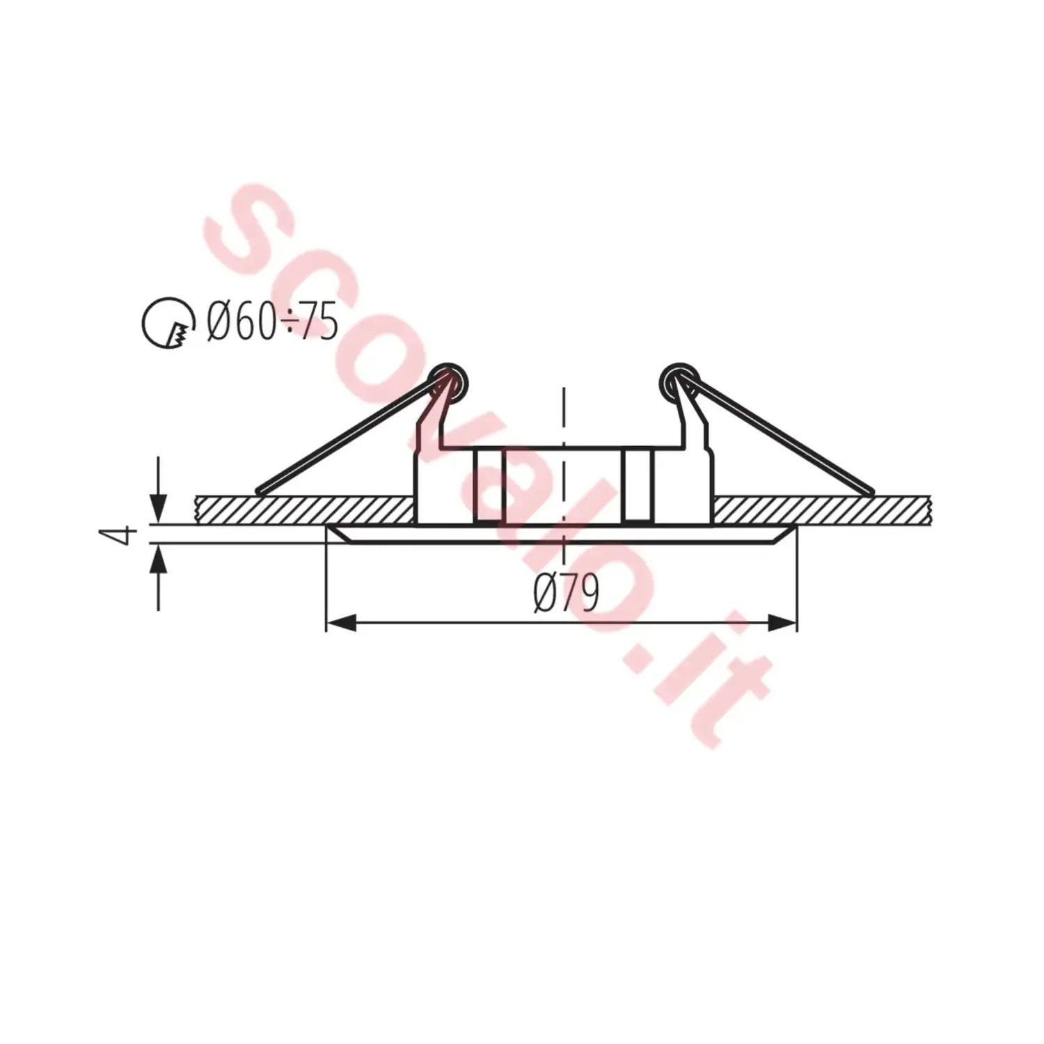 immagine porta faretto incasso vidi gx5,3 cromo fisso foro 60 mm tondo