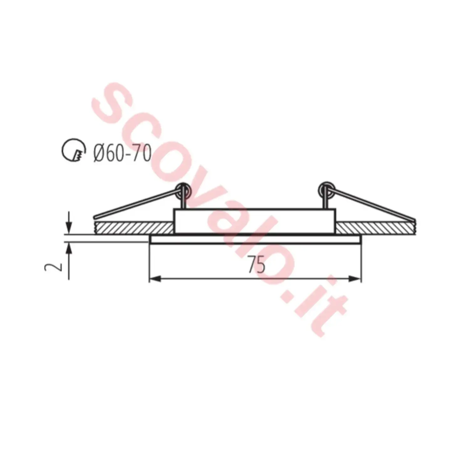 immagine porta faretto incasso navi gx5,3 nero fisso foro 70 mm quadrato