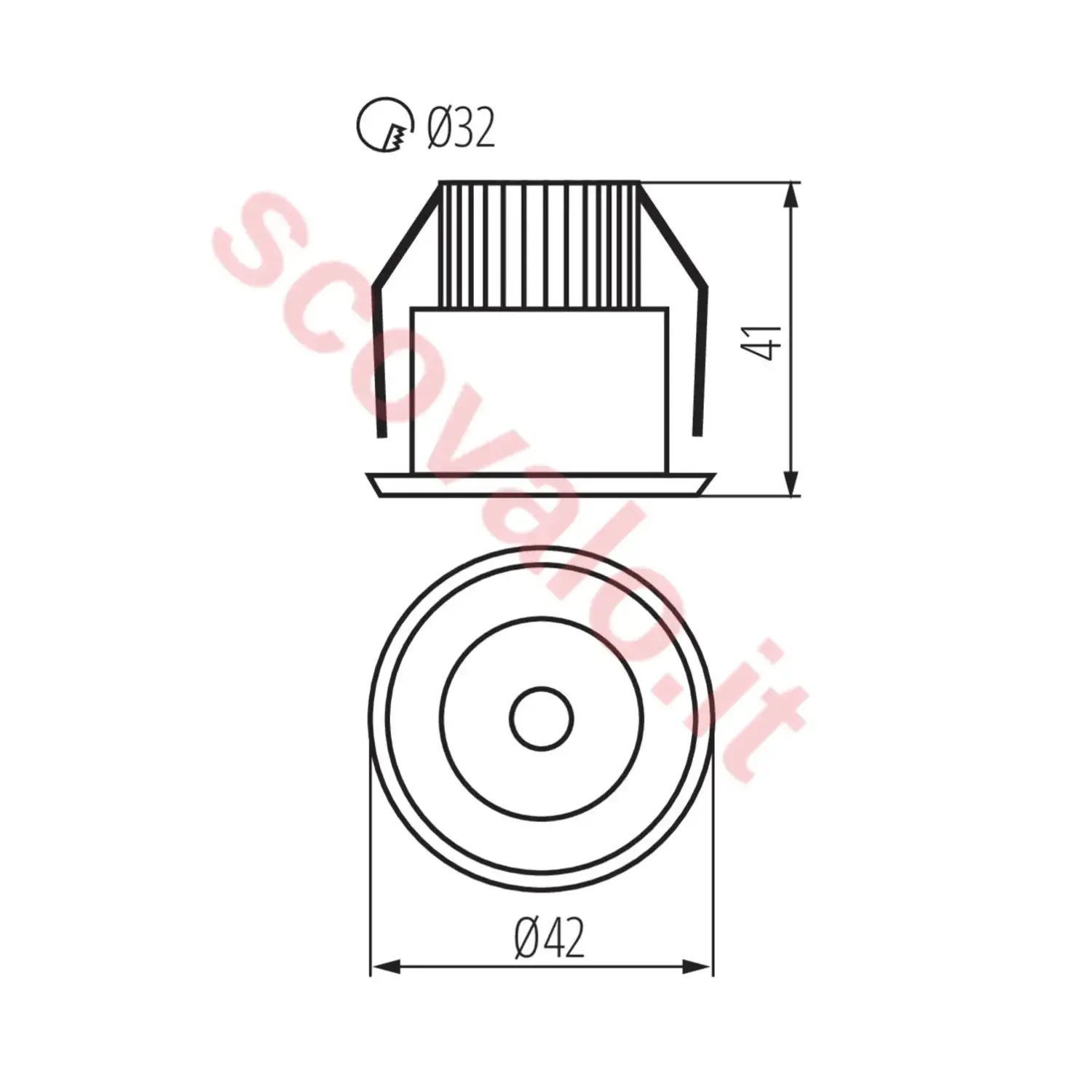 immagine faretto incasso led foro 32mm 1 watt bianco caldo cromo opaco tondo