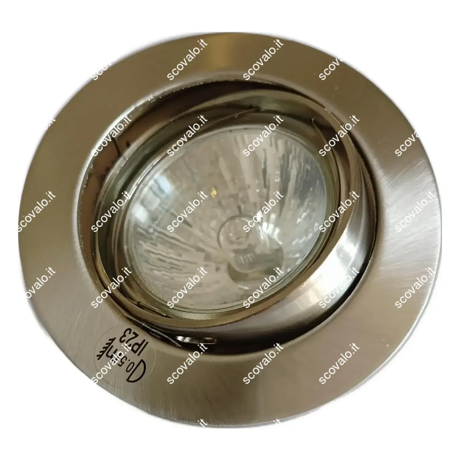 immagine porta faretto incasso metallo con lampadina gx5,3 cromo satinato 4 pezzi