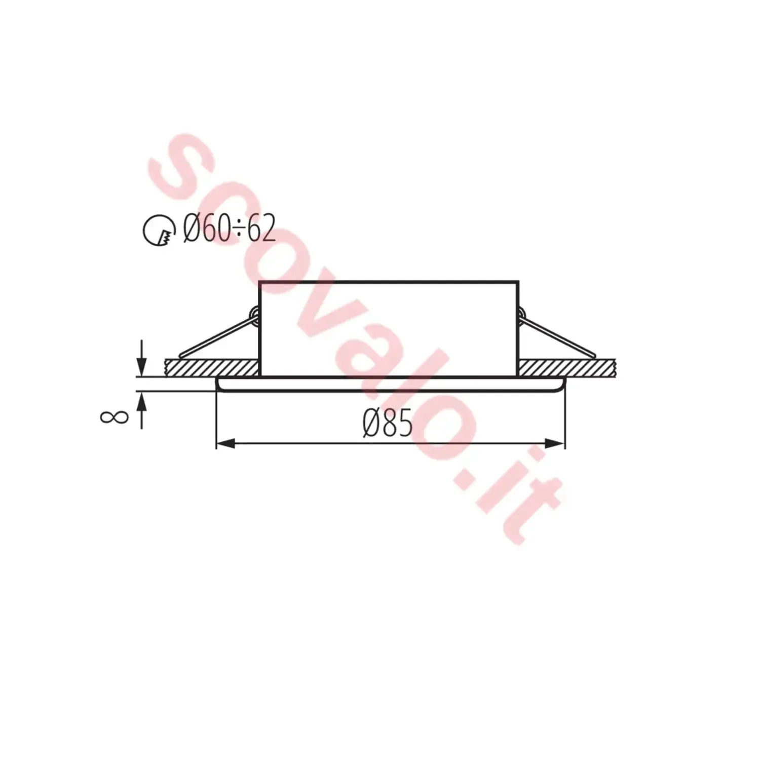 immagine porta faretto incasso stagno bagno gx5,3 ottone opaco foro 60 mm