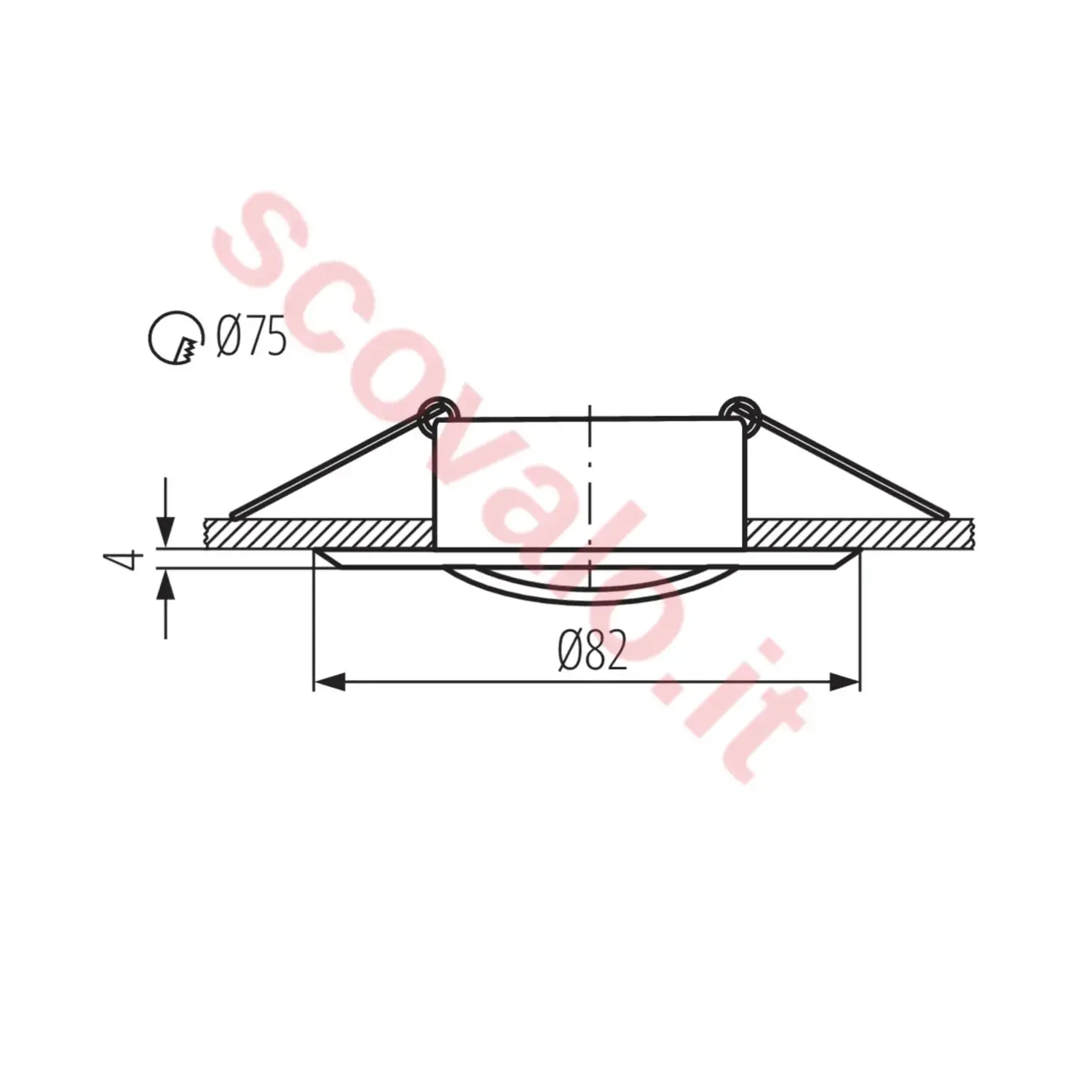 immagine porta faretto incasso vidi gx5,3 bianco orientabile foro 75 mm tondo