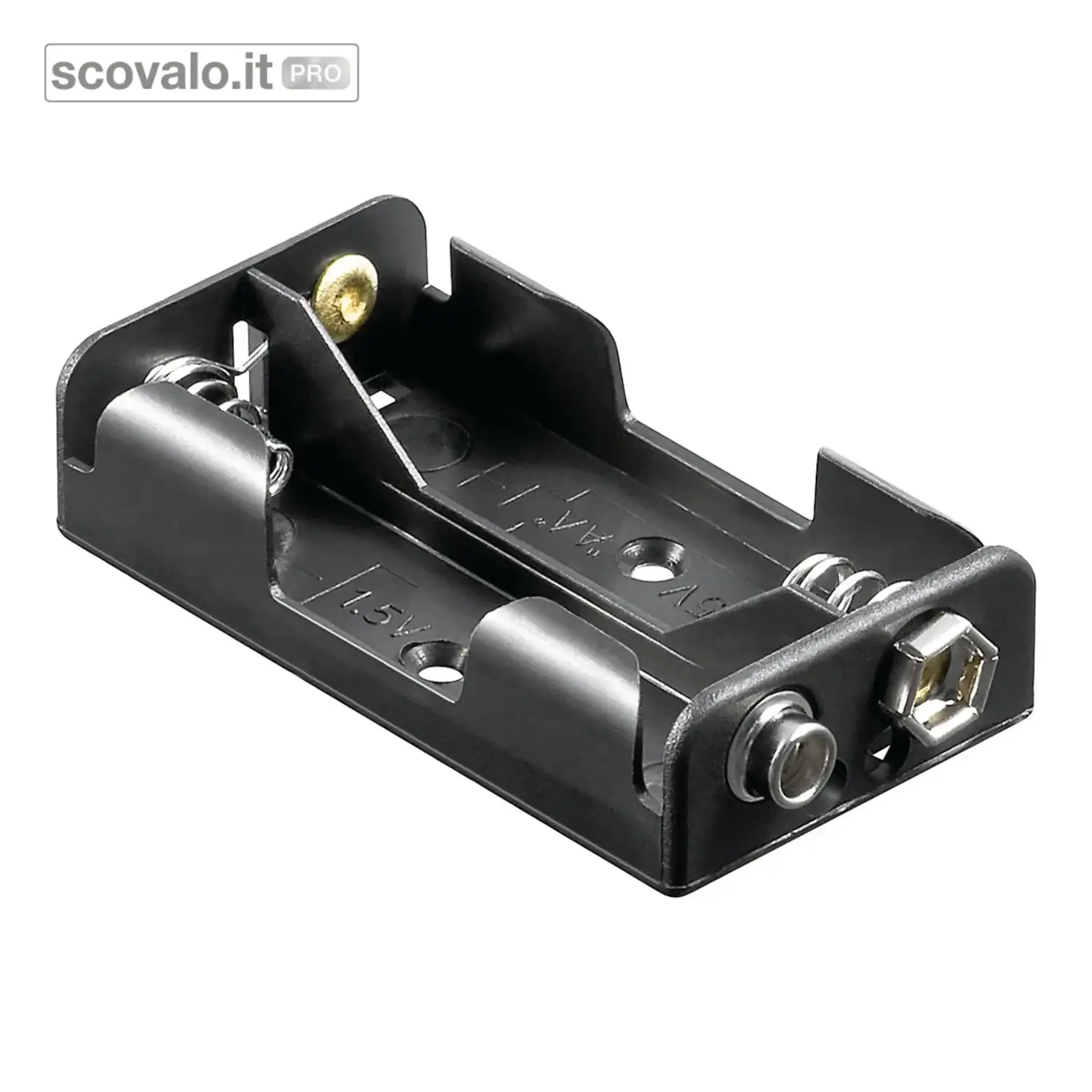 immagine del prodotto Portabatterie 2x AA Mignon Supporto Plastica 58x32x14.5mm con Connettore