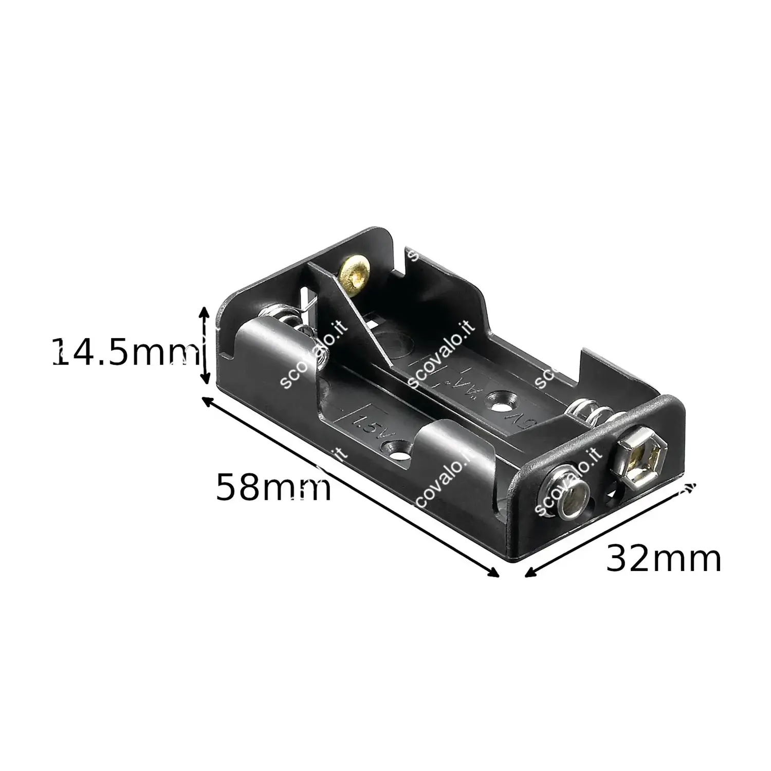 immagine portabatterie per 2 batterie stilo aa 58 x 32 x 14,5 mm box contenitore