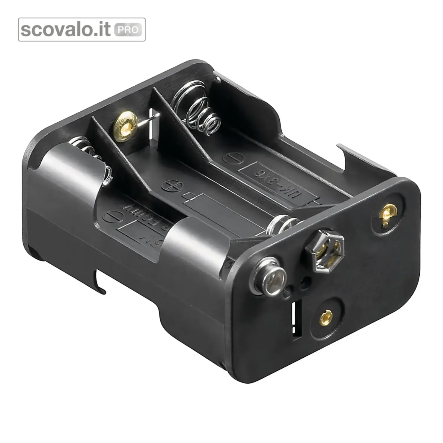 immagine del prodotto Portabatterie 6x AA Mignon Supporto Connessione a Pressione 58x45x28mm