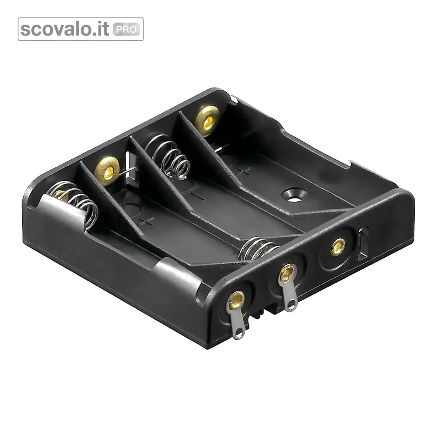 immagine del prodotto Portabatterie 4x AAA Mini Stilo Supporto con Coda a Saldare 52x49mm