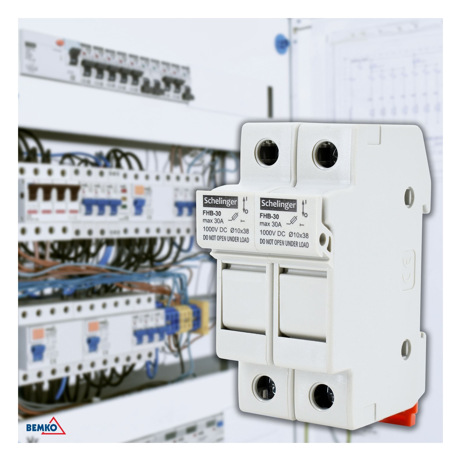 immagine Portafusibile Bipolare 10x38 1000V DC Fotovoltaico Doppio DIN 32A