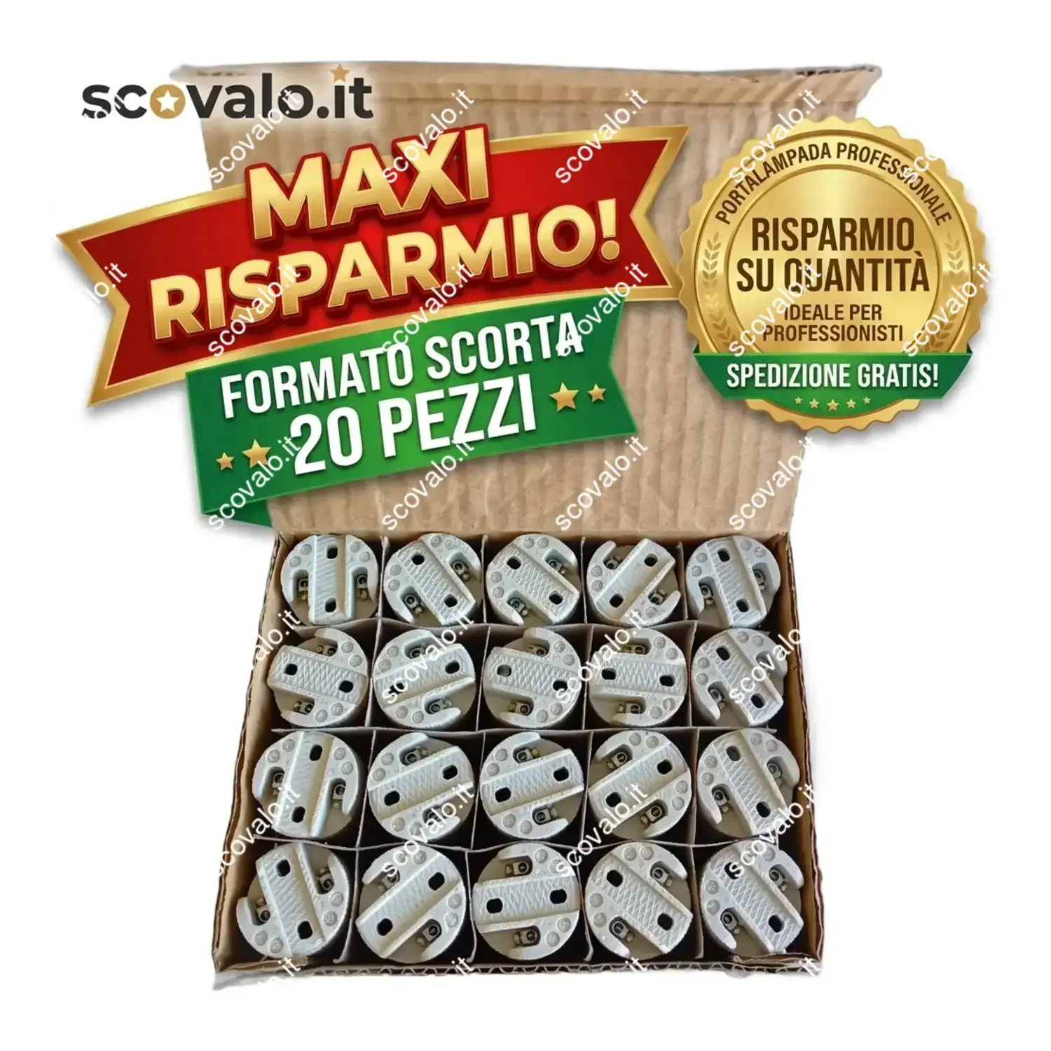 immagine del prodotto portalampada ceramica attacco piccolo e14 20 pezzi