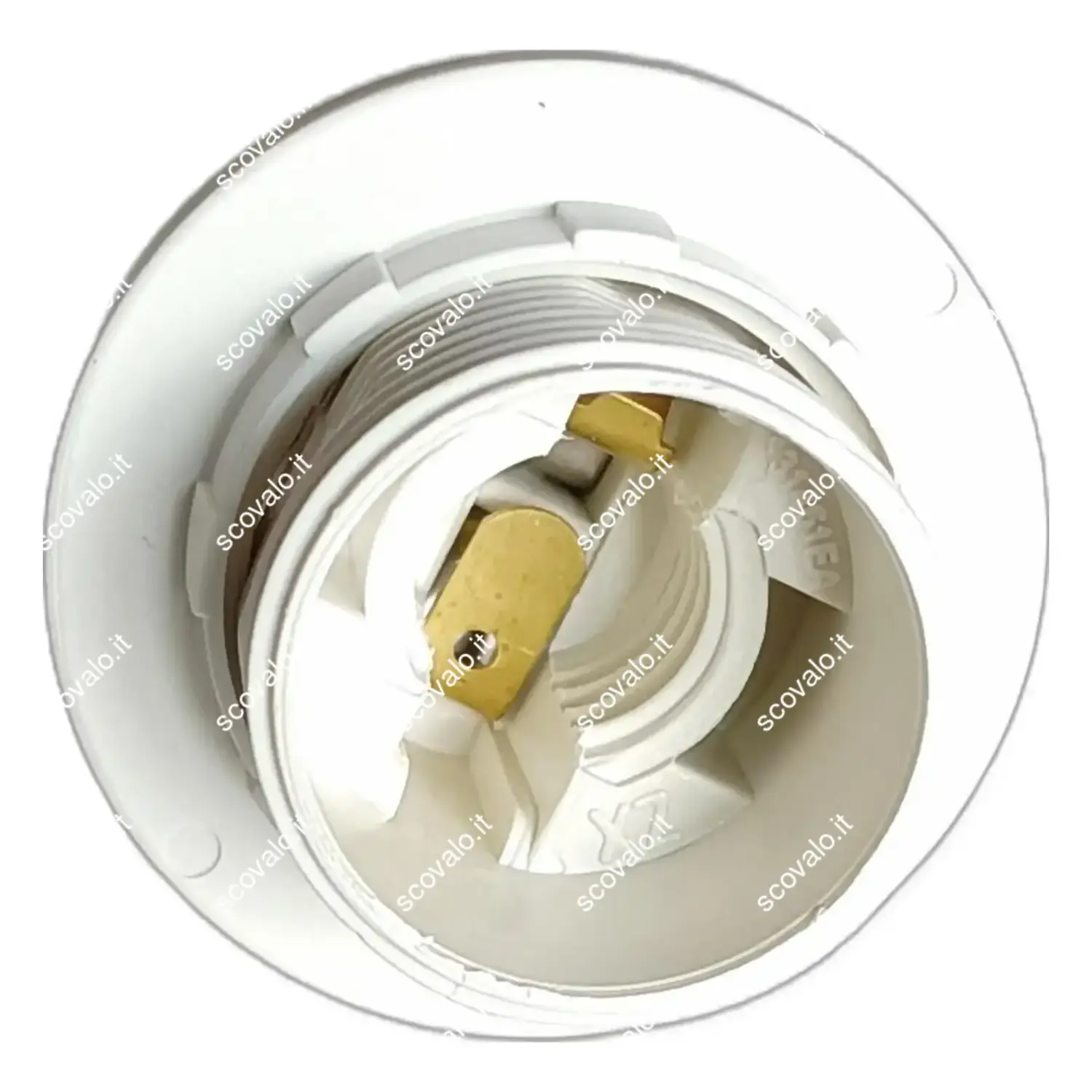 immagine portalampada con ghiera porta lampadina filettato e14 bianco