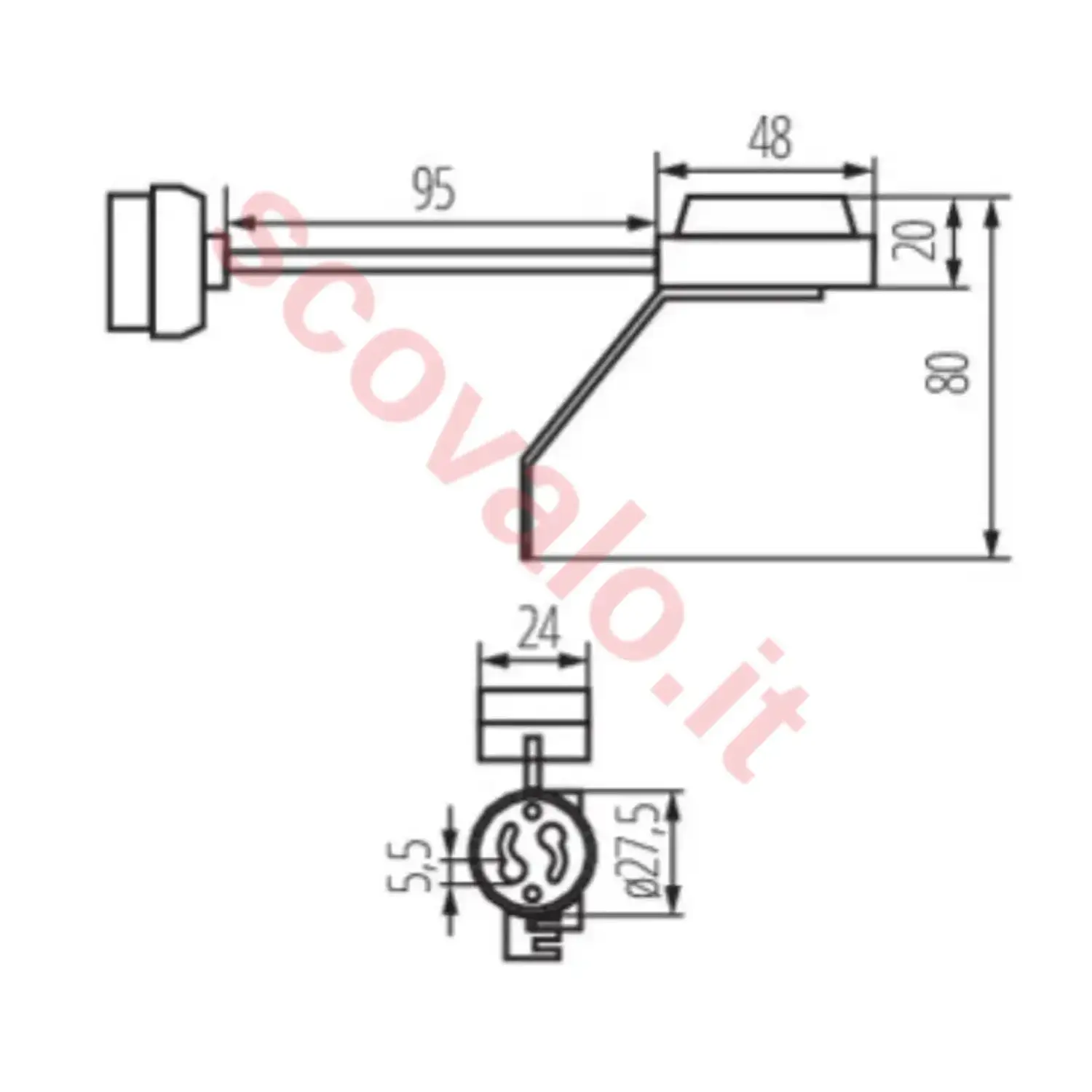 immagine portalampada con supporto staffetta ceramica gu10