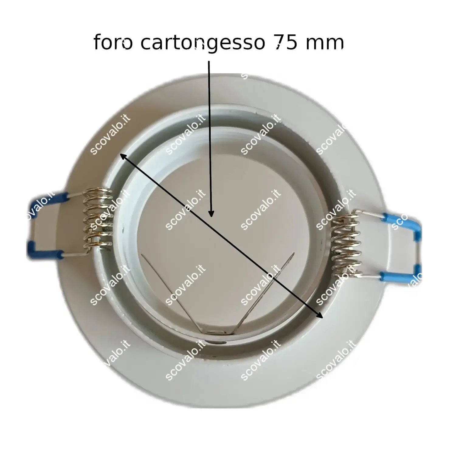 immagine portalampada faretto spot incasso bianco alluminio 1 luce orientabile tondo