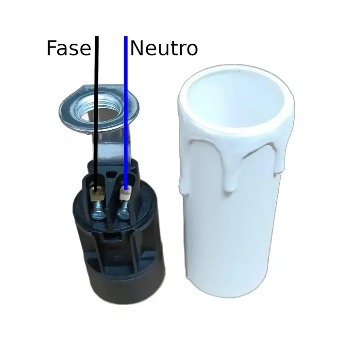 schema collegamento portalampada finta candela lampadario